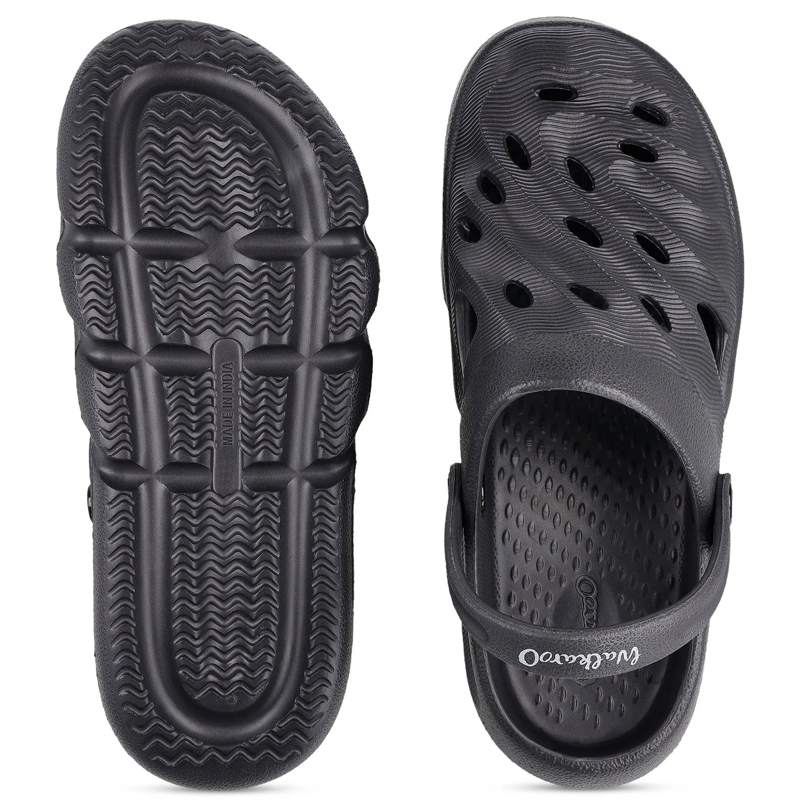 Men's Clogs  - WC8732 Dark Grey Breathable mesh Block Heel
