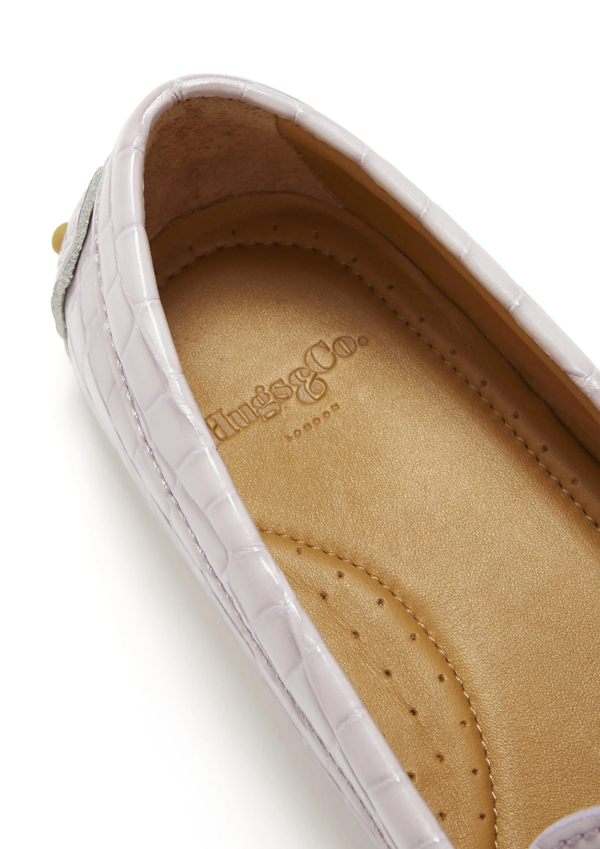 Women's Penny Driving Loafers, lilac croc print patent leather Chrome-Tanned