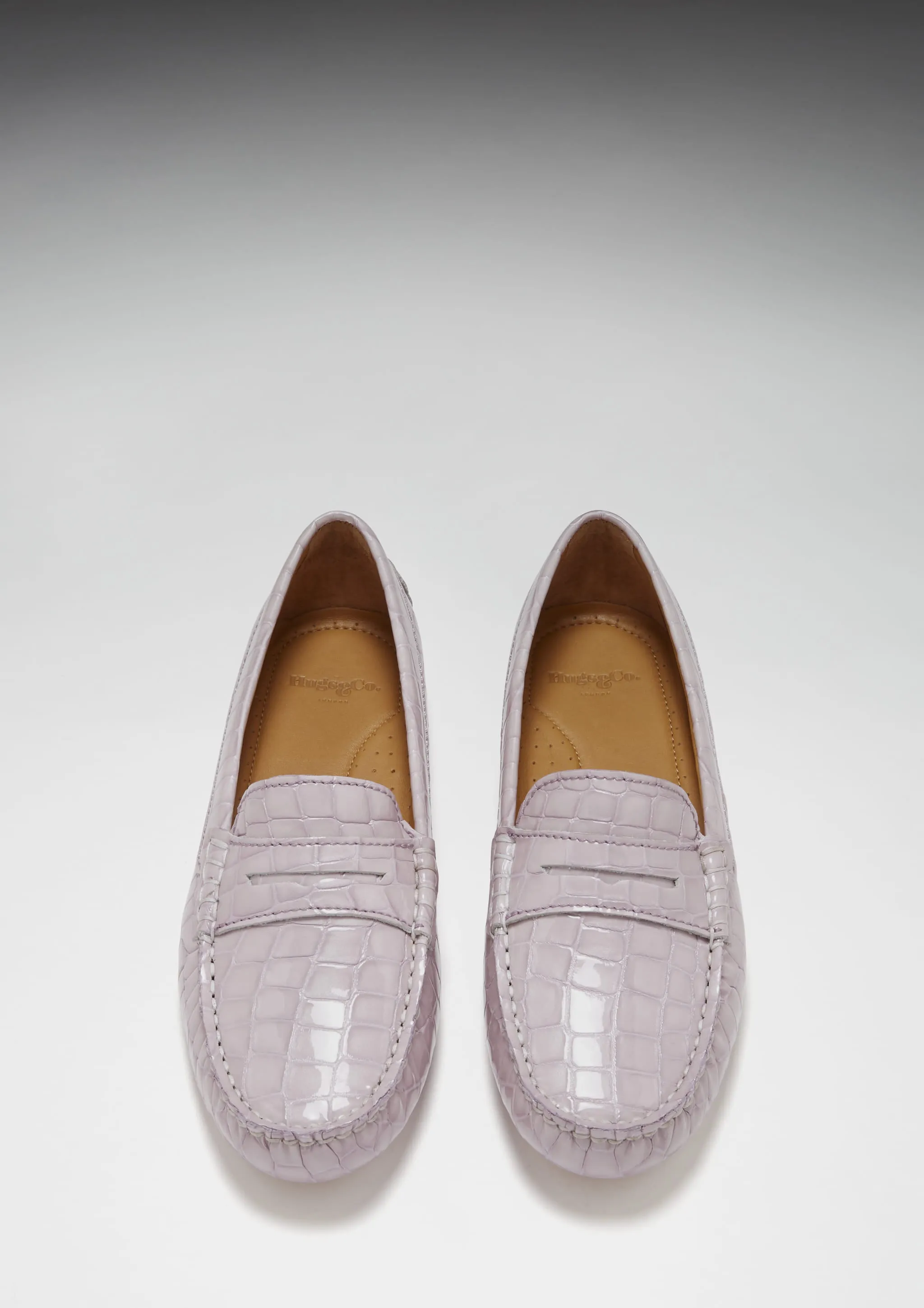 Trendy Casual Shoes City Walk Women's Penny Driving Loafers, lilac croc print patent leather