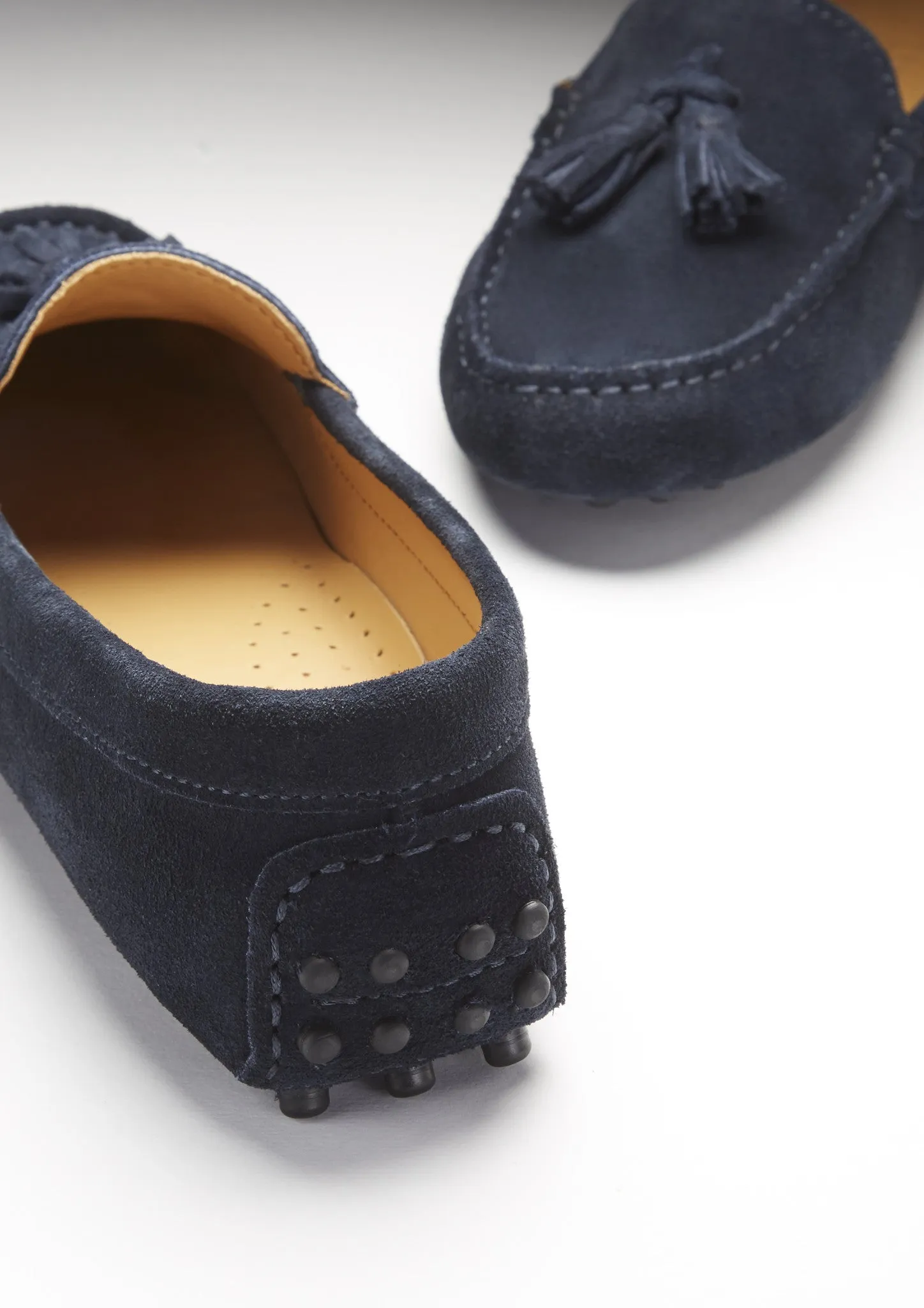 Trail Lane Comfortable Casual Fit Women's Tasselled Driving Loafers, navy blue suede