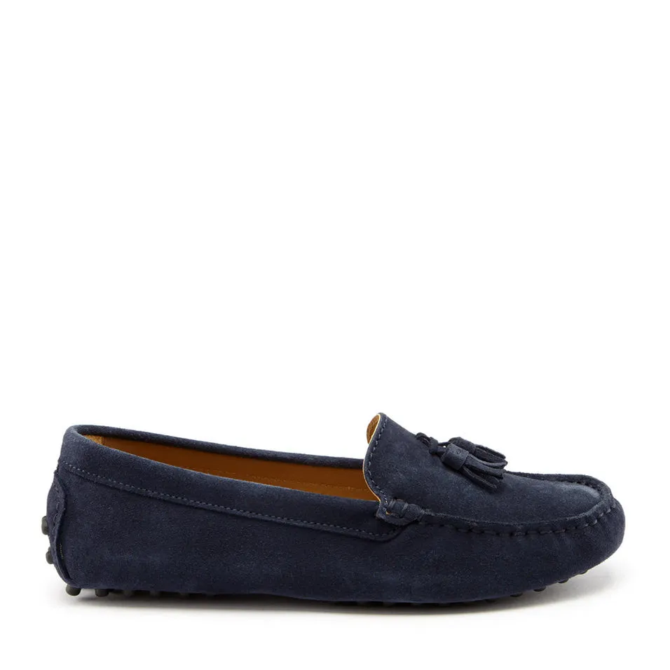 Open Plaza Versatile Footwear Women's Tasselled Driving Loafers, navy blue suede