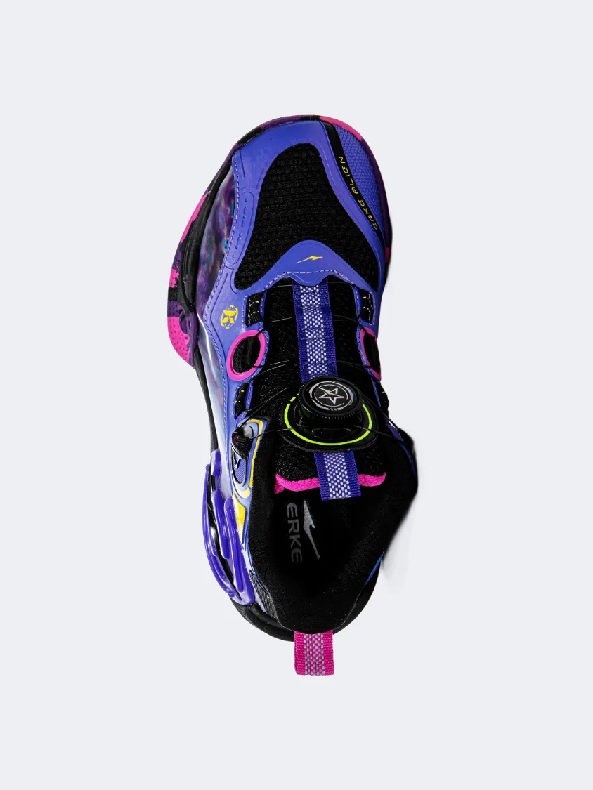 Compression Molded Cushion Pressure Distribution Pads Erke Gs-Boys Basketball Shoes Blue Purple/Black