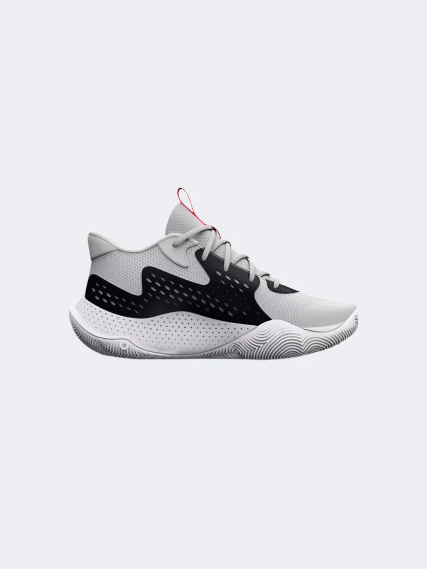 Under Armour Jet 23 Men Basketball Shoes Grey/Beta/White Adaptive Heel Lock System Synthetic Upper