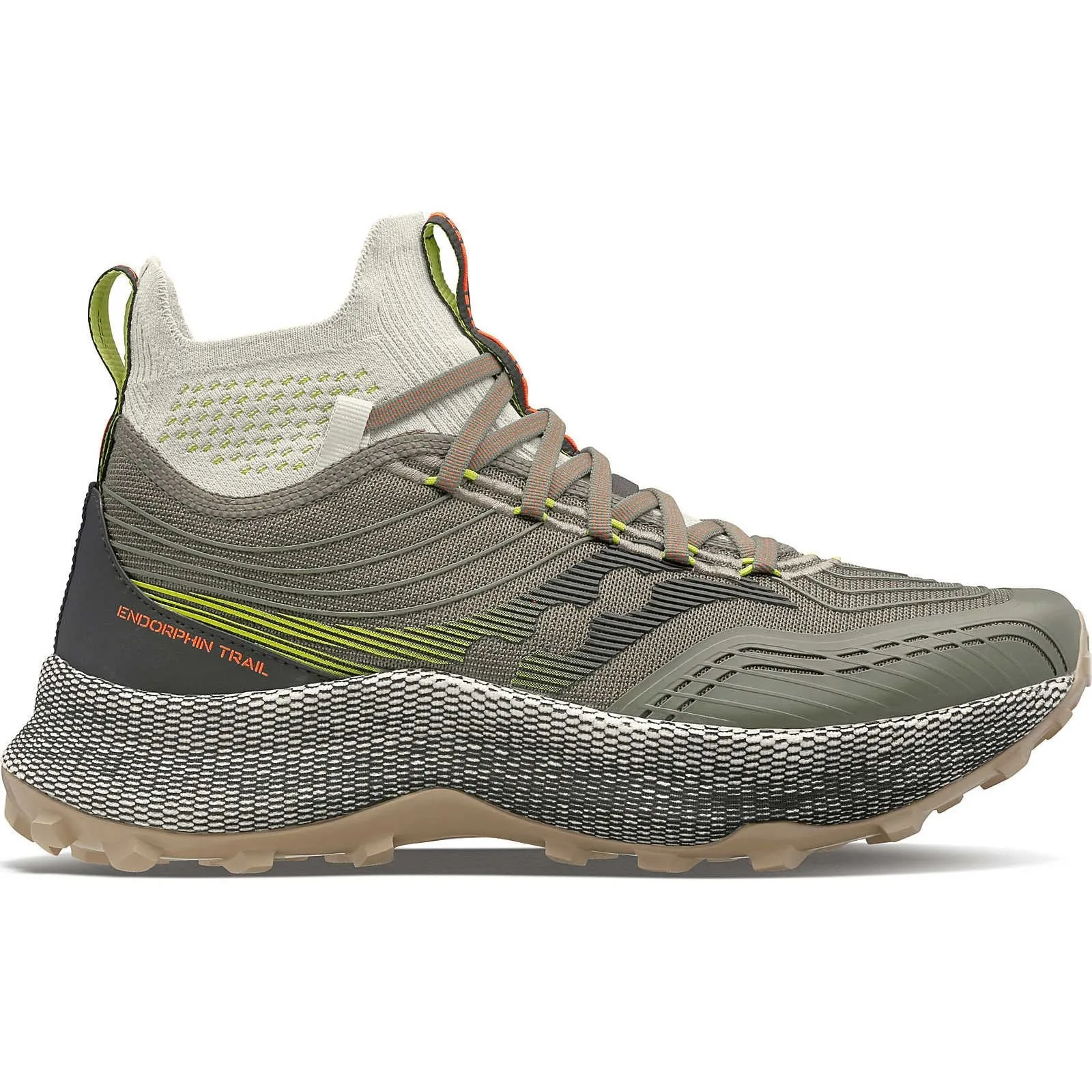 Sweat Resistant Urban Stroll ergonomic Saucony Endorphin Mid Mens Trail Running Shoes - Green