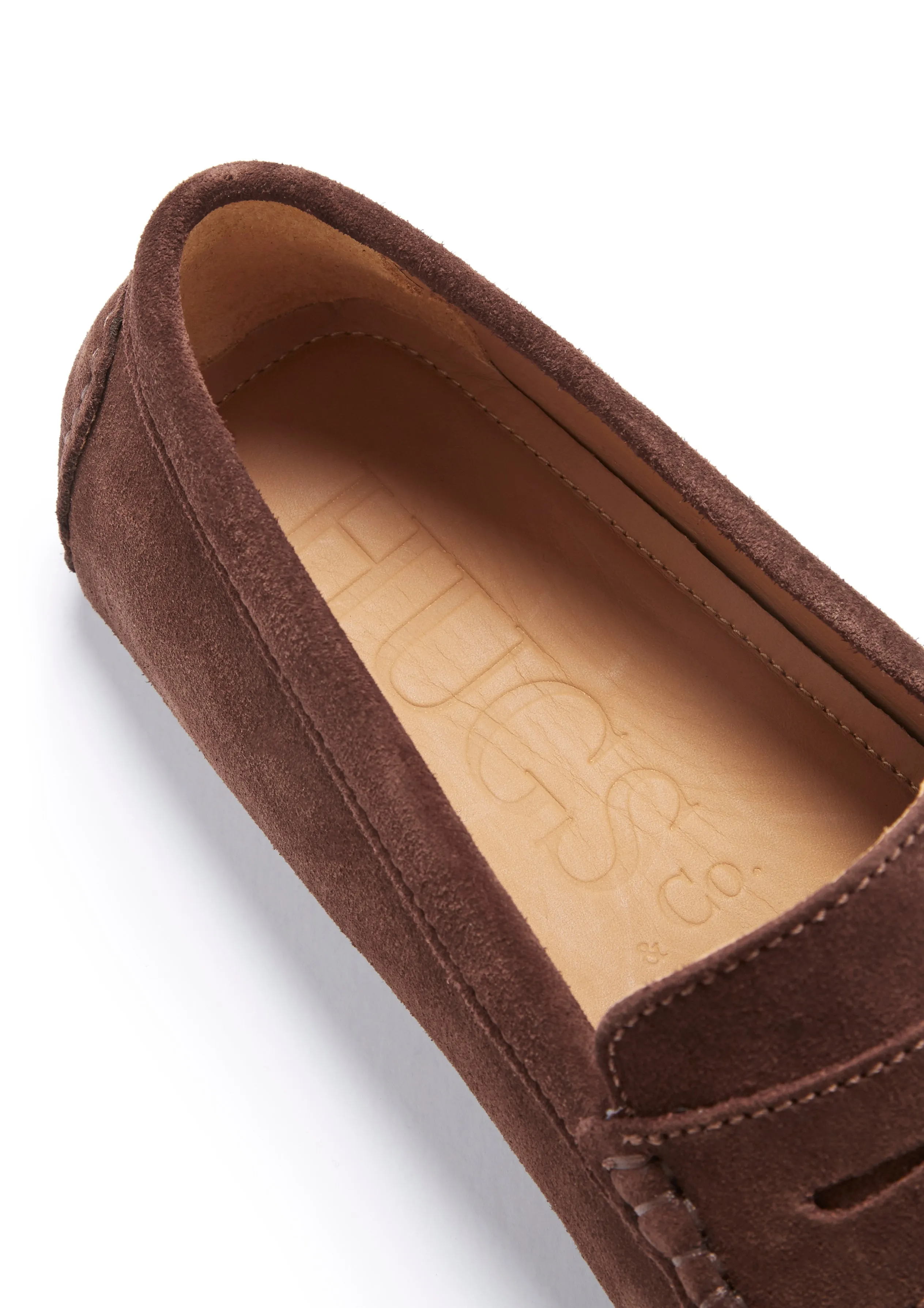 Toe Steady Penny Driving Loafers, brown suede
