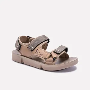 Contoured Footbed Hot Fashion Khaki Velcro Strap Sandals 0141180