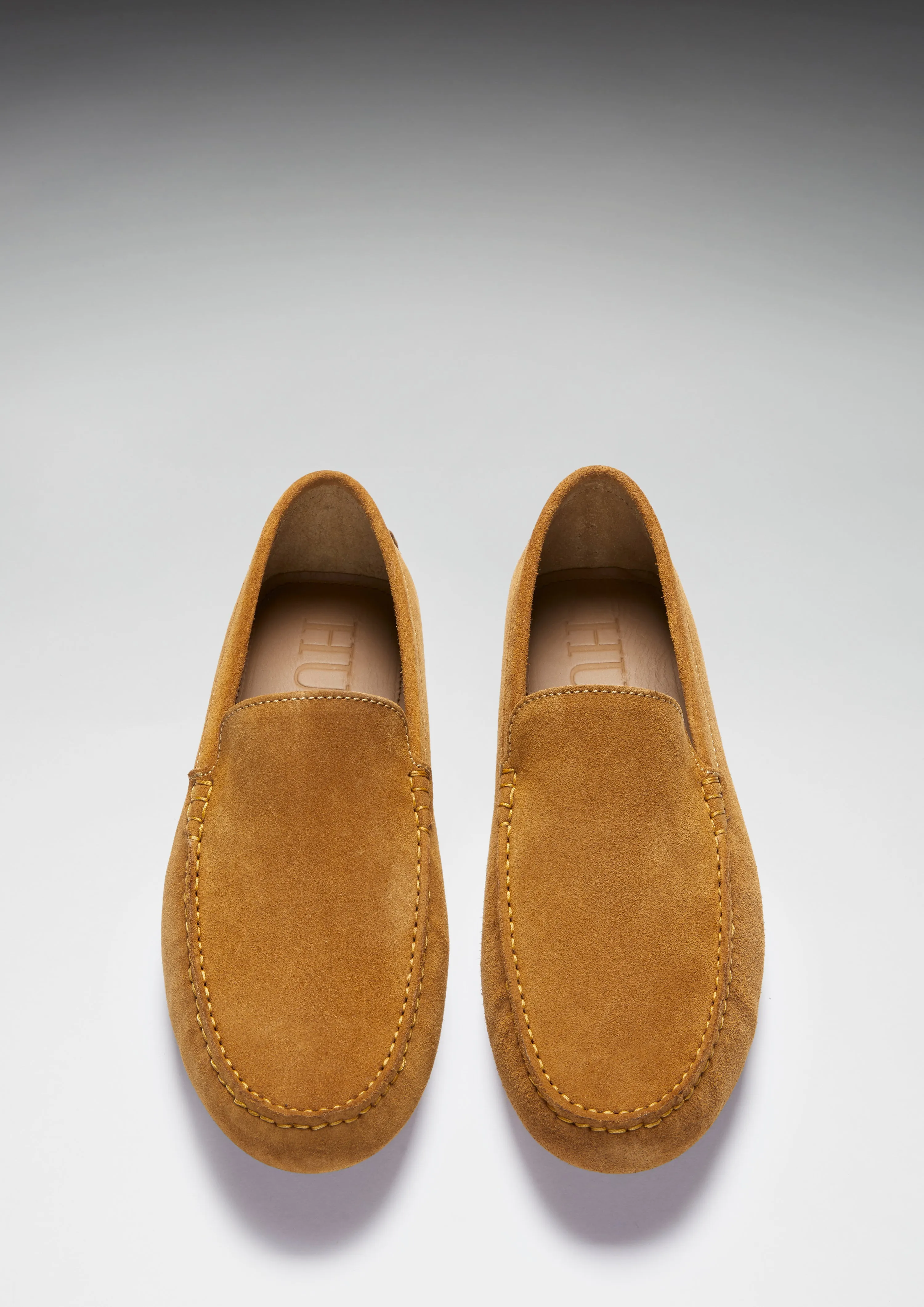Stylish Leather Slip-ons Driving Loafers, tobacco suede