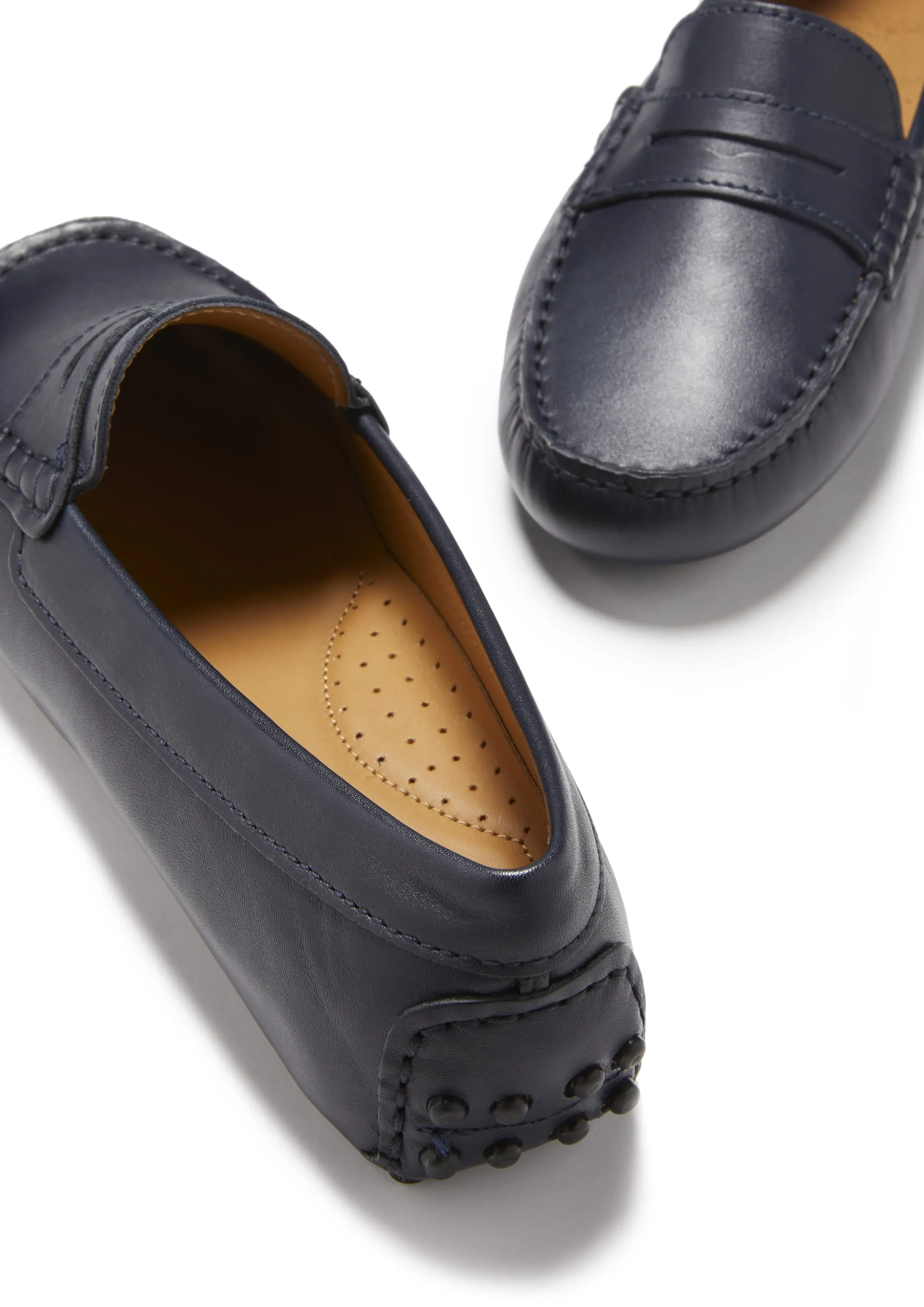 Women's Penny Driving Loafers, navy blue leather suede upper