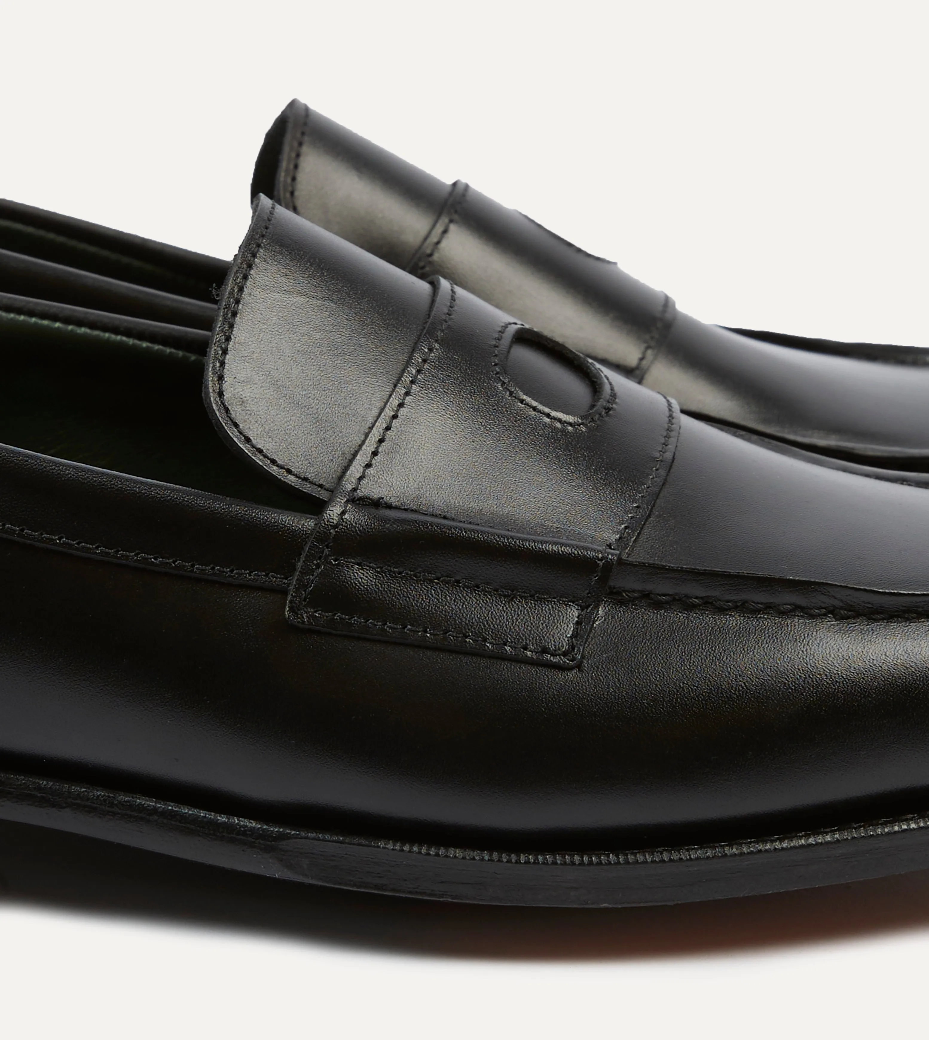 Black Calf Leather Charles Mk II Goodyear Welted Penny Loafer Metal Edge