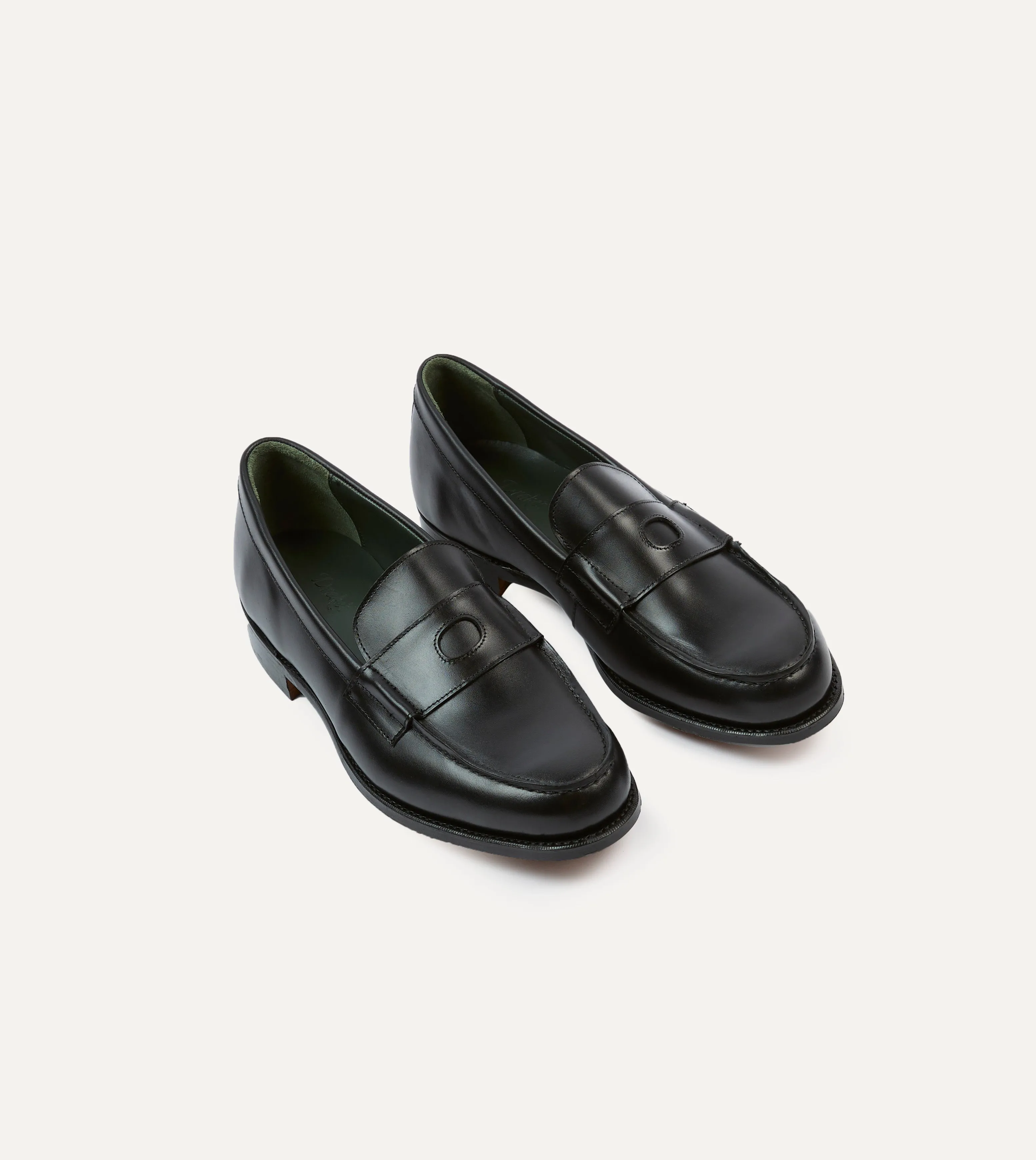 Functional Black Calf Leather Charles Mk II Goodyear Welted Penny Loafer