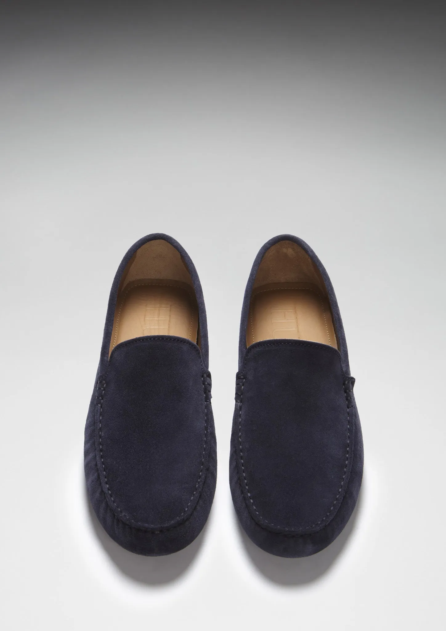 Sole Guard Sleek Look Driving Loafers, navy blue suede