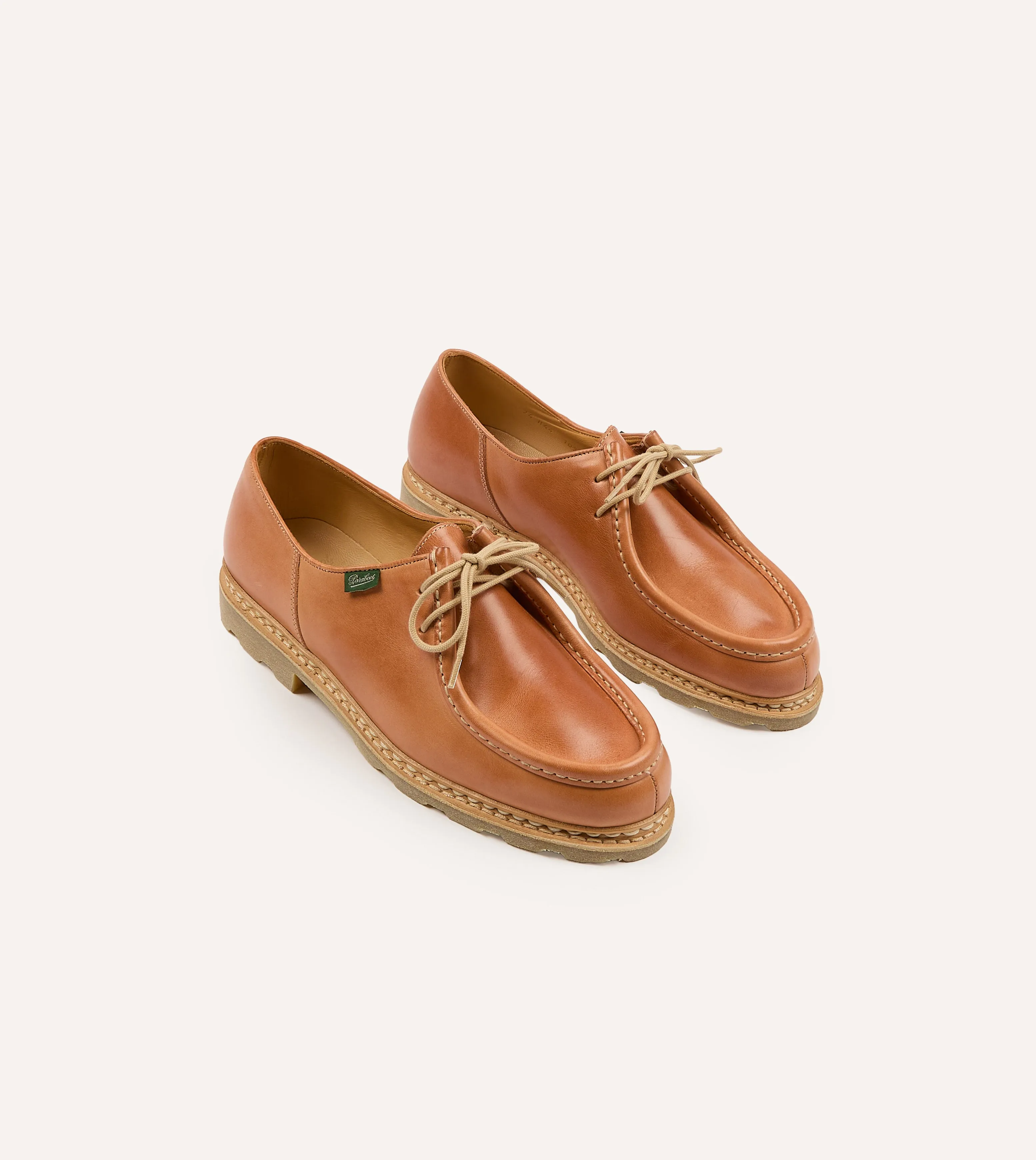 Fast Run Paraboot Michael Camel Leather Derby Shoe