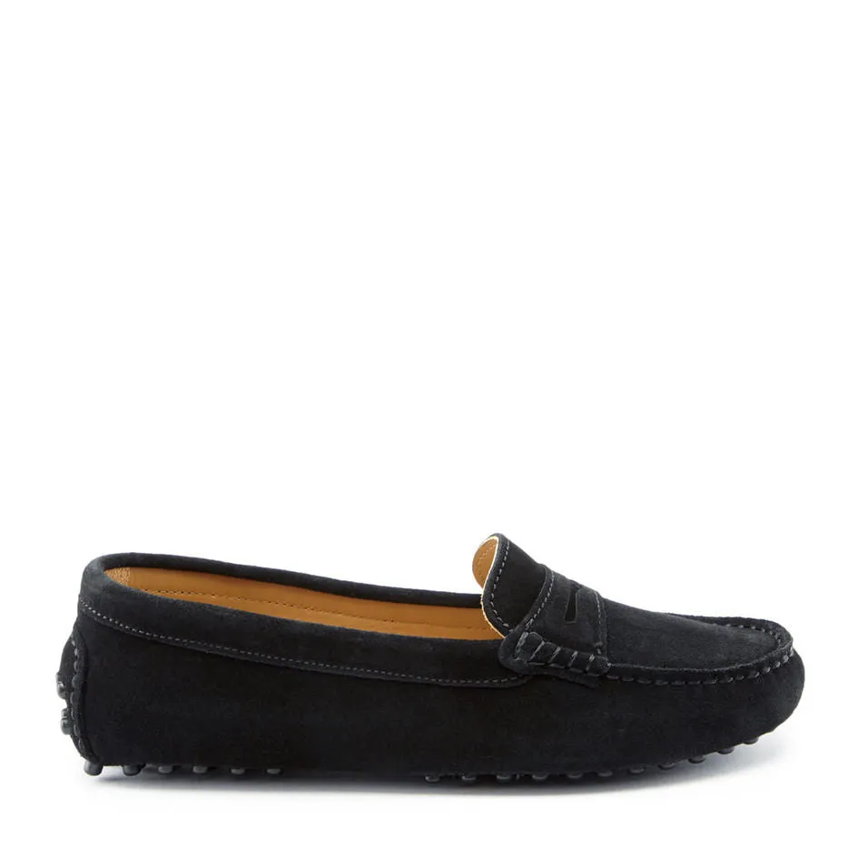 Women's Penny Driving Loafers, black suede Quality craftsmanship Path Free