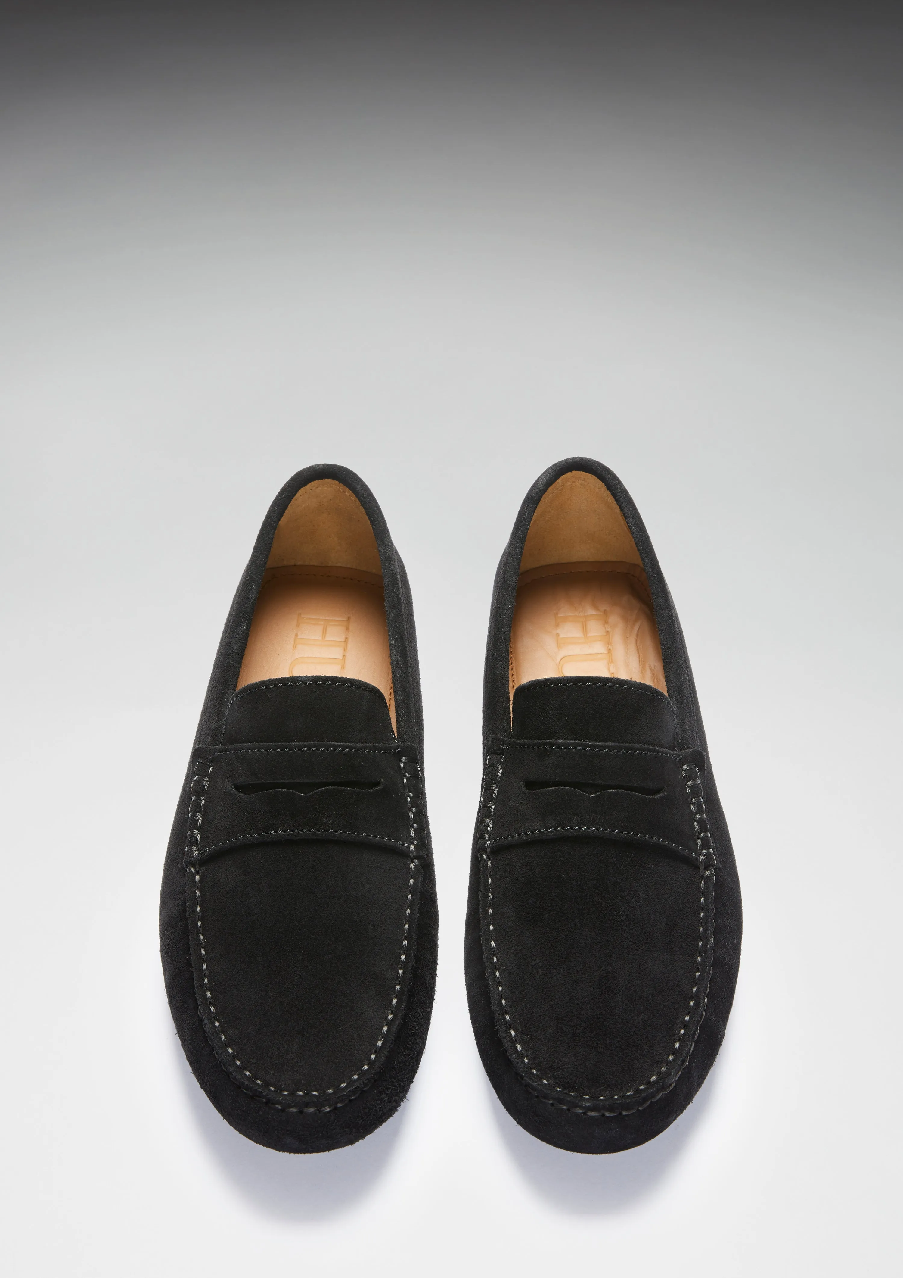 Penny Driving Loafers, black suede Path Smooth