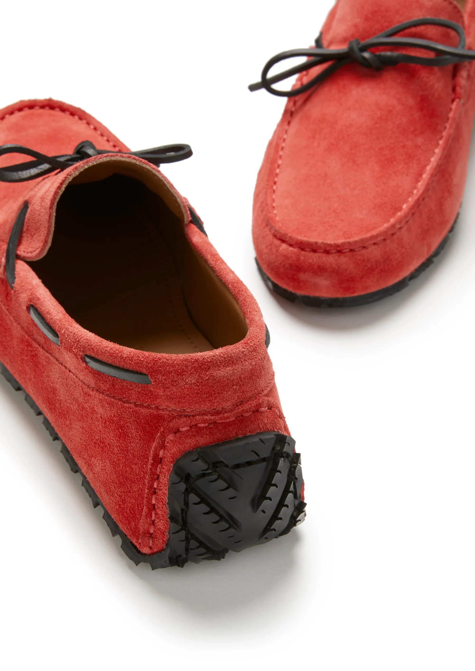 Fair Spot Smart Design Tyre Sole Laced Driving Loafers, red suede