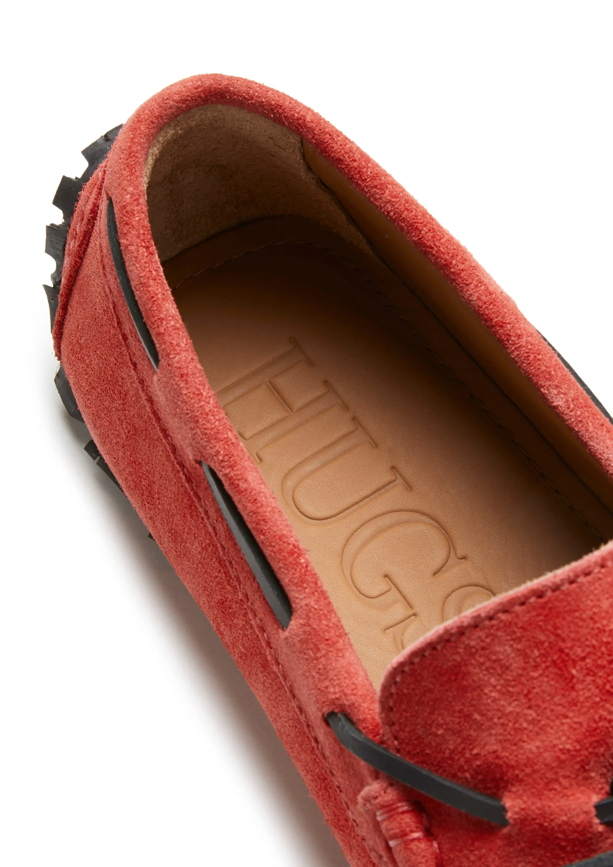 Tyre Sole Laced Driving Loafers, red suede Ventilated Fit