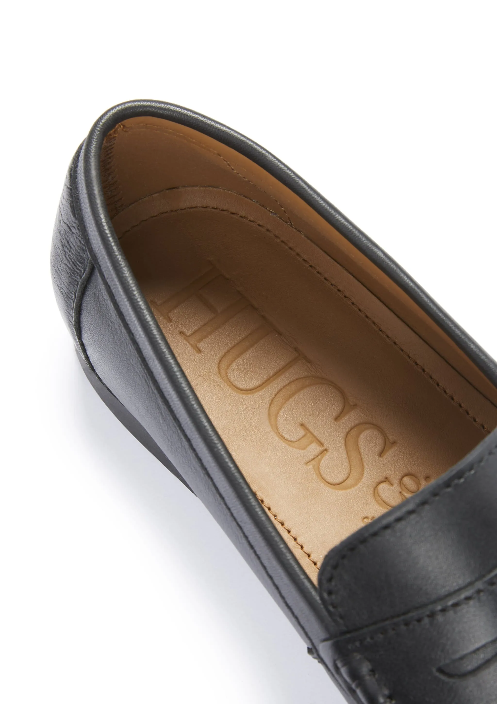 Even Walk Boat Loafers, black leather