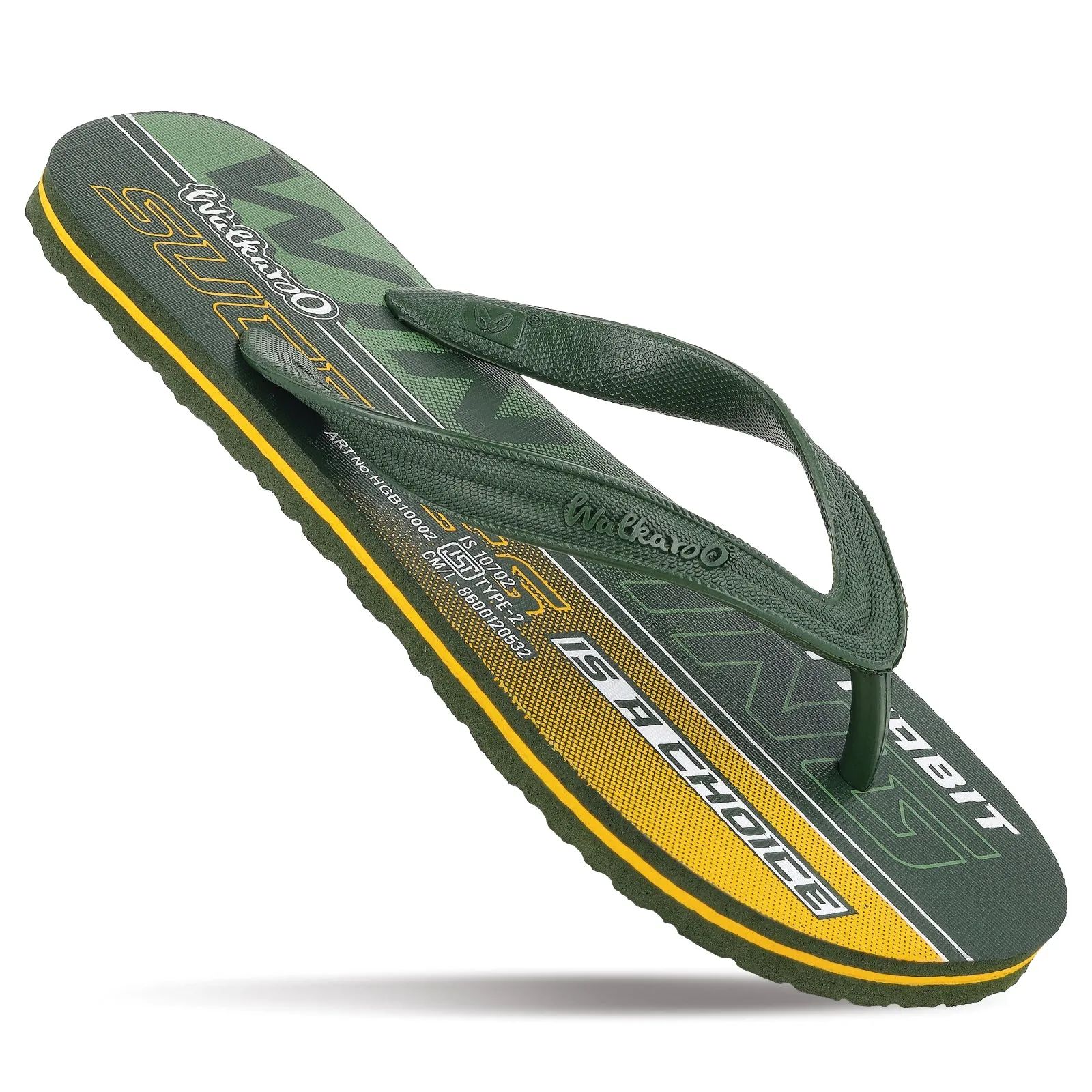 Quick Fit Shoes Lightweight Slip-On Men's Hawai Slippers - HGB10002 Olive Yellow