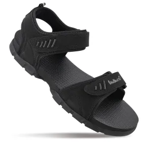 Trendy Casual Footwear Leg Ease Walkaroo Men Strappy Floater Sandals - 4509 Black