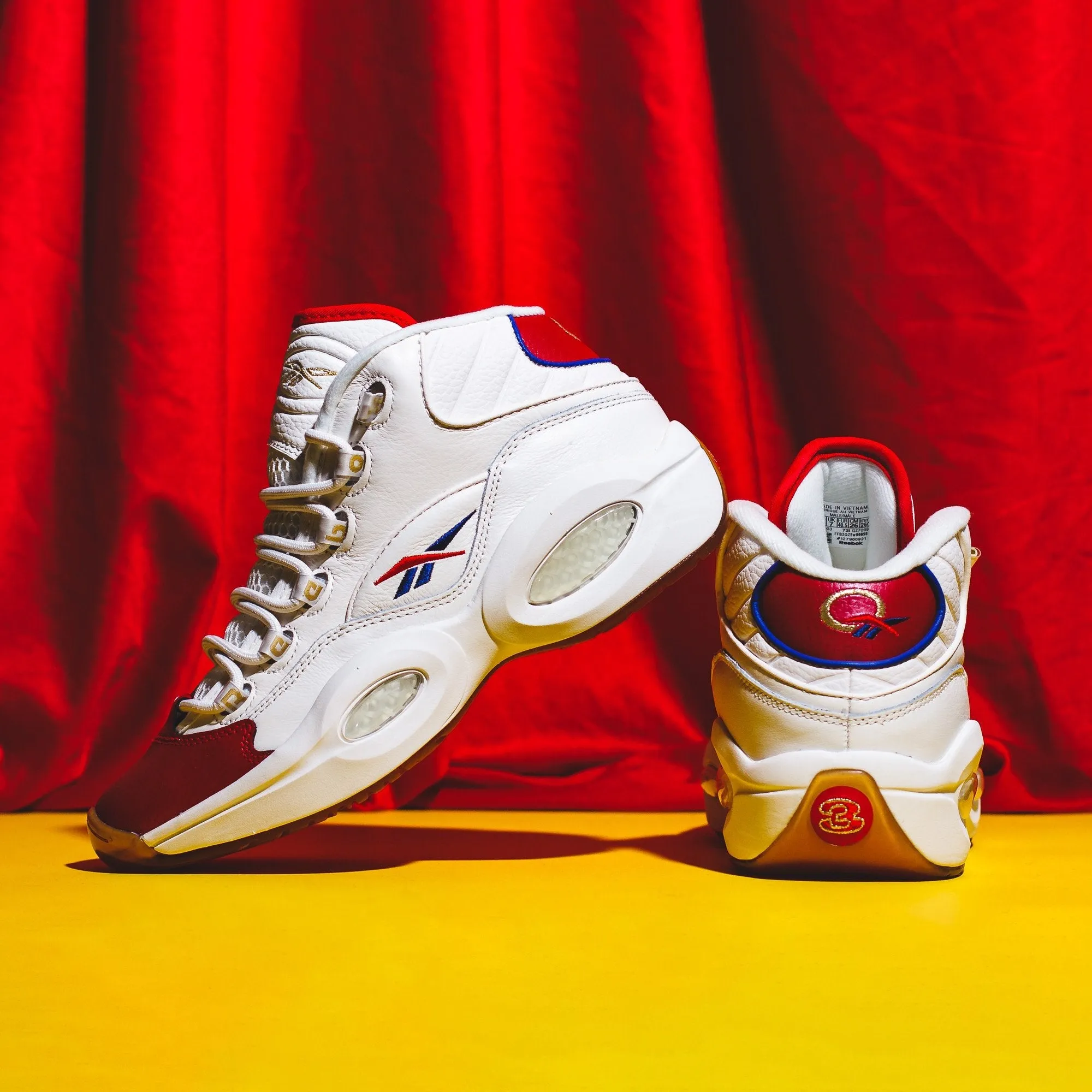 Reebok Classics Basketball Men Question Mid Allen Iverson White Red Blue GZ7099 Multi Layer Foam Construction Ultra Light Construction