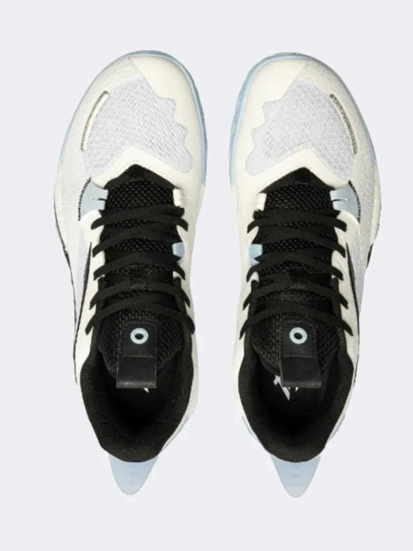 Anta Shock Wave 5 Men Basketball Shoes Beige/Blue/Black Heel Support Bounce Enhancement System