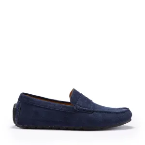 Tyre Sole Penny Driving Loafers, navy blue suede Fashion Forward Petite Fit