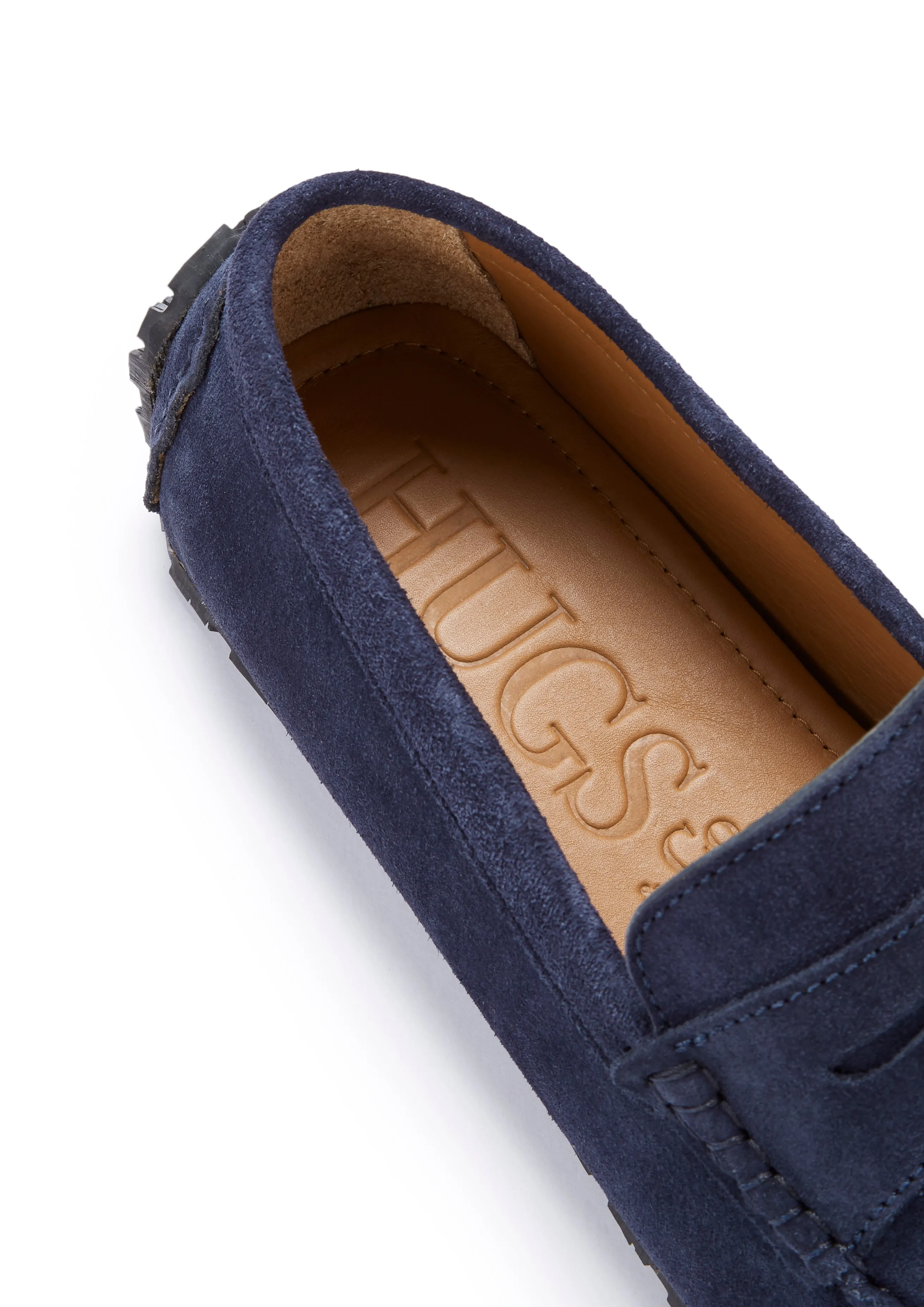 Tyre Sole Penny Driving Loafers, navy blue suede Soft Padding
