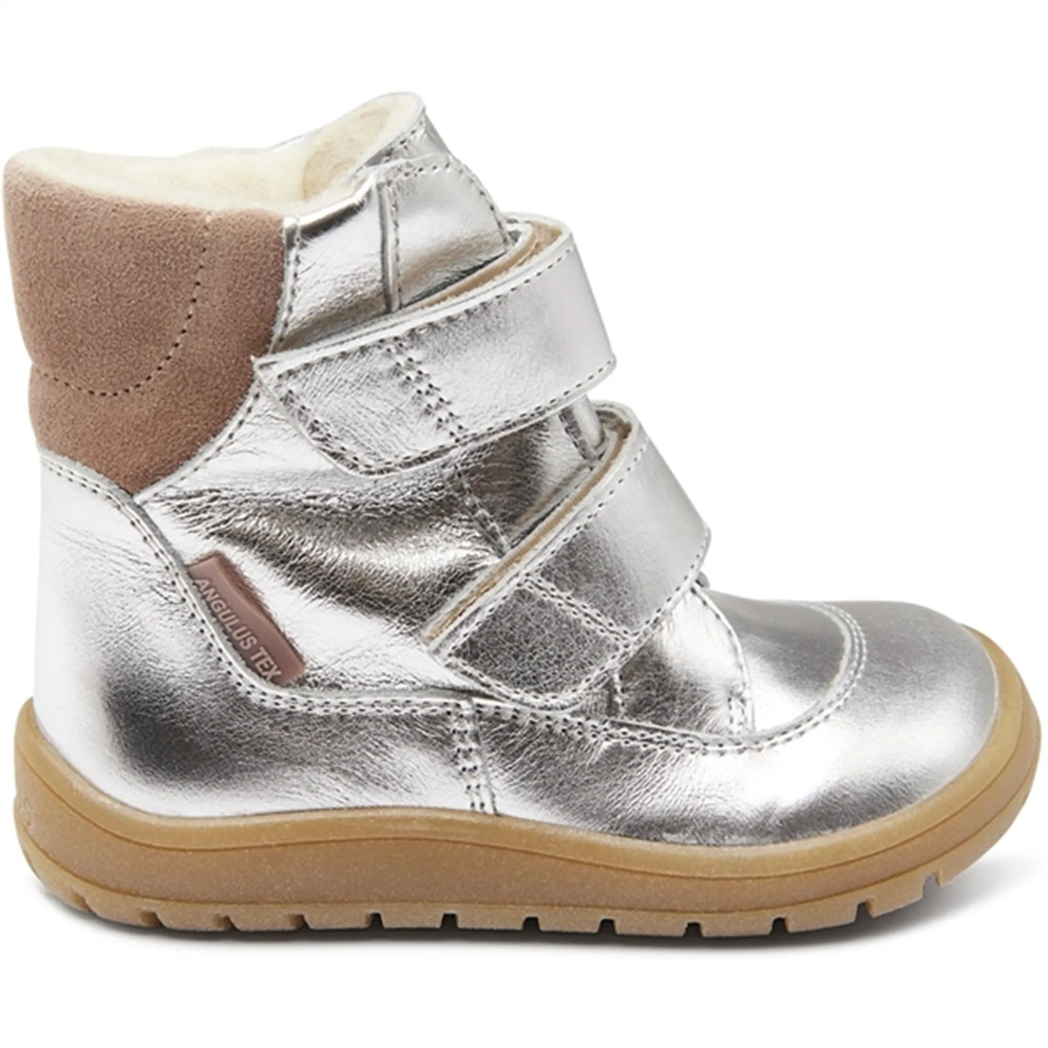 Angulus Tex-Boots With Velcro Silver/Pale Mauve High Quality Cold Walks