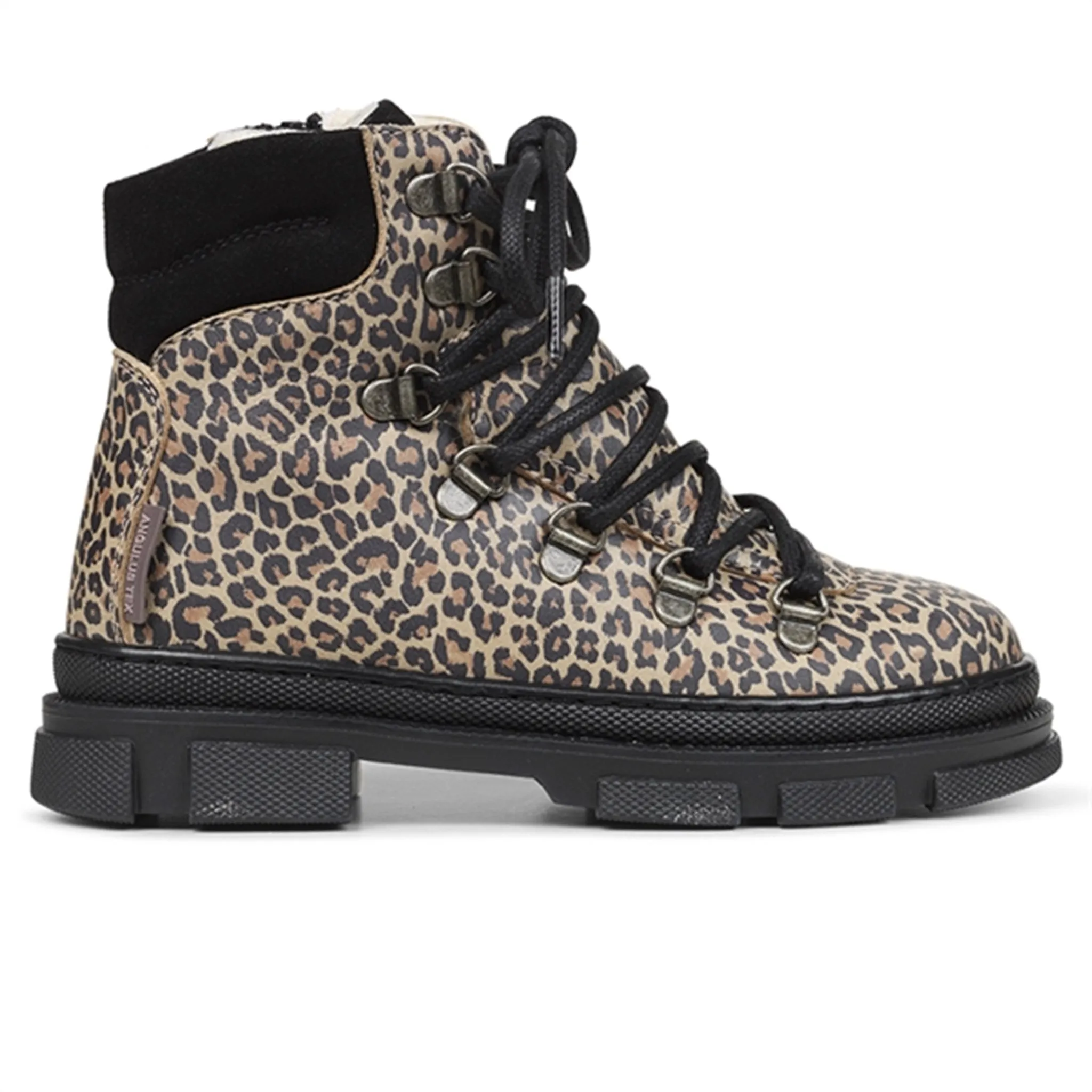 Fur Lined Angulus Tex-Boots w Lace and Zipper Brown Leo/Black