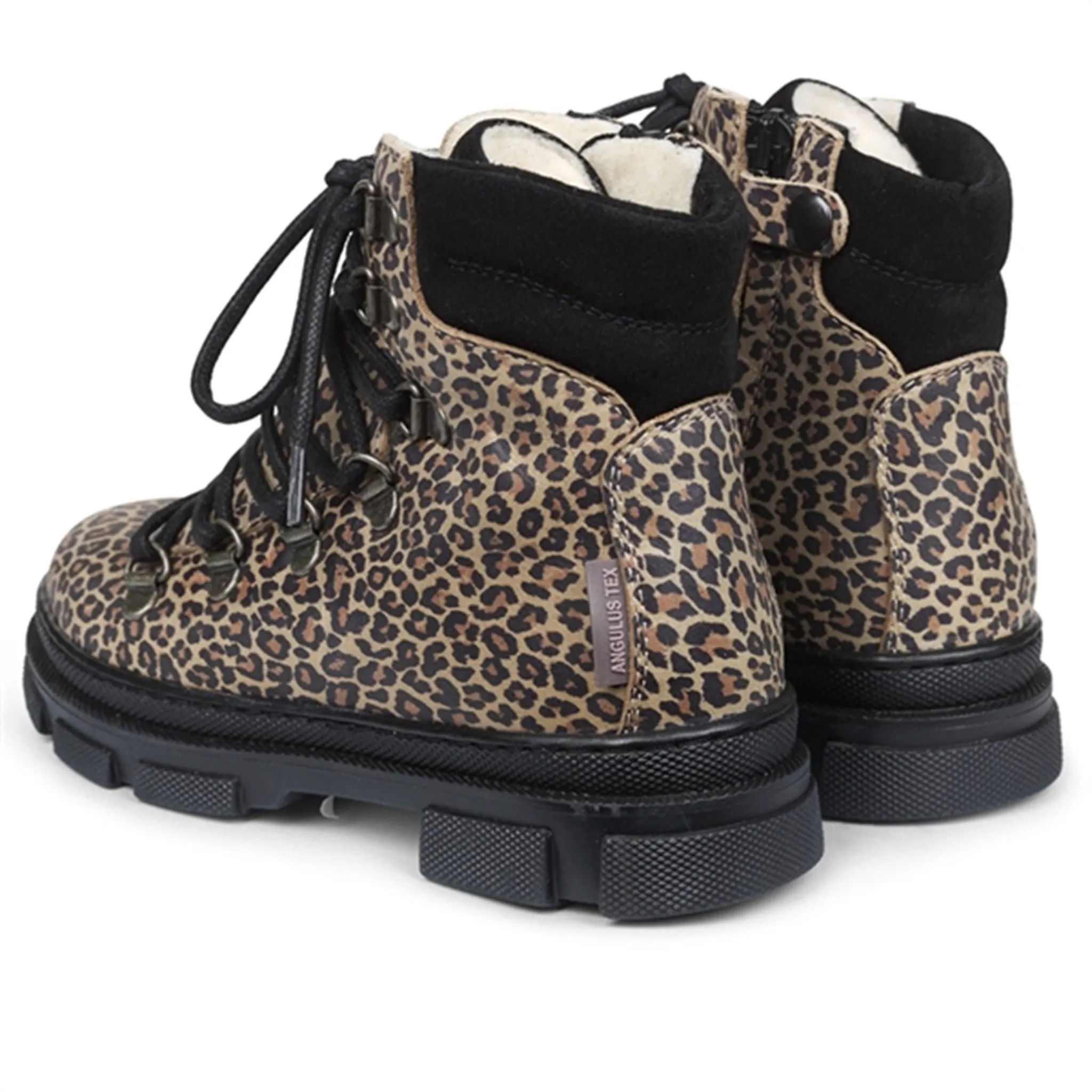 Angulus Tex-Boots w Lace and Zipper Brown Leo/Black Cold Hiking Boots Snow Insulated Boots