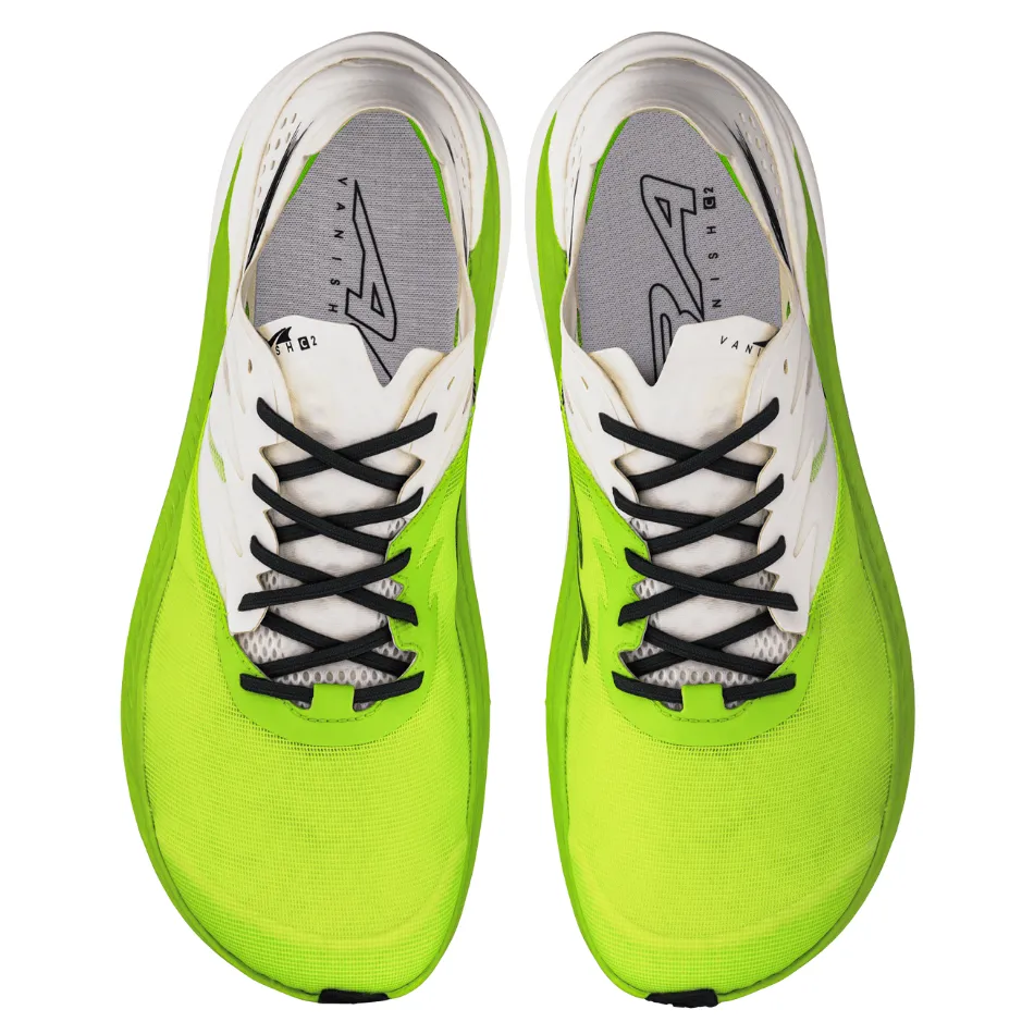 True to size Altra Men's Vanish Carbon 2 Running Shoes in White/Lime SS25