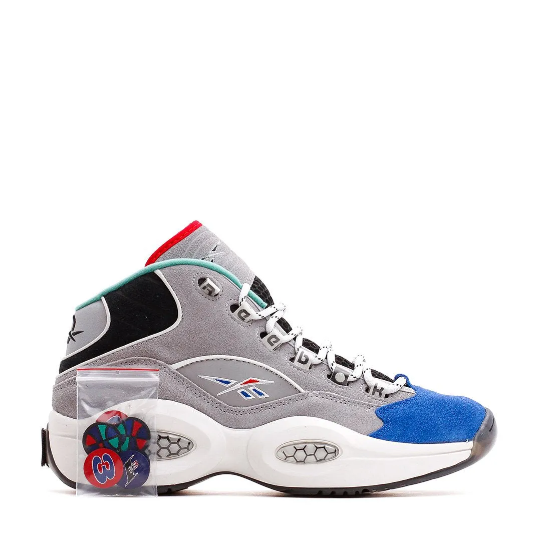 Indoor Sports Use Seamless Synthetic Overlay Reebok Classics Basketball Men Question Mid Allen Iverson Draft Night Grey Blue GZ7283