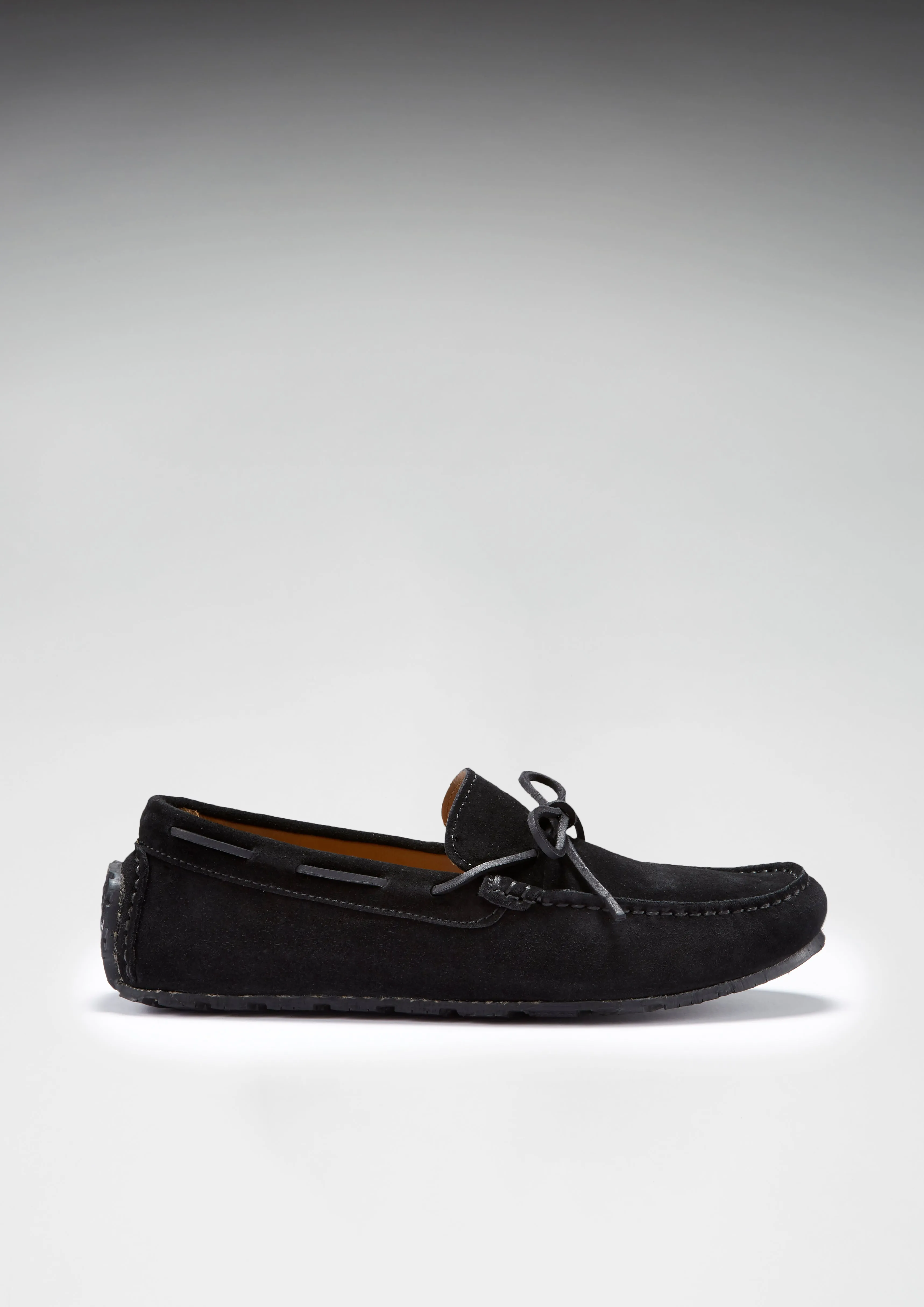 Effortless Feel Sure Path Tyre Sole Laced Driving Loafers, black suede