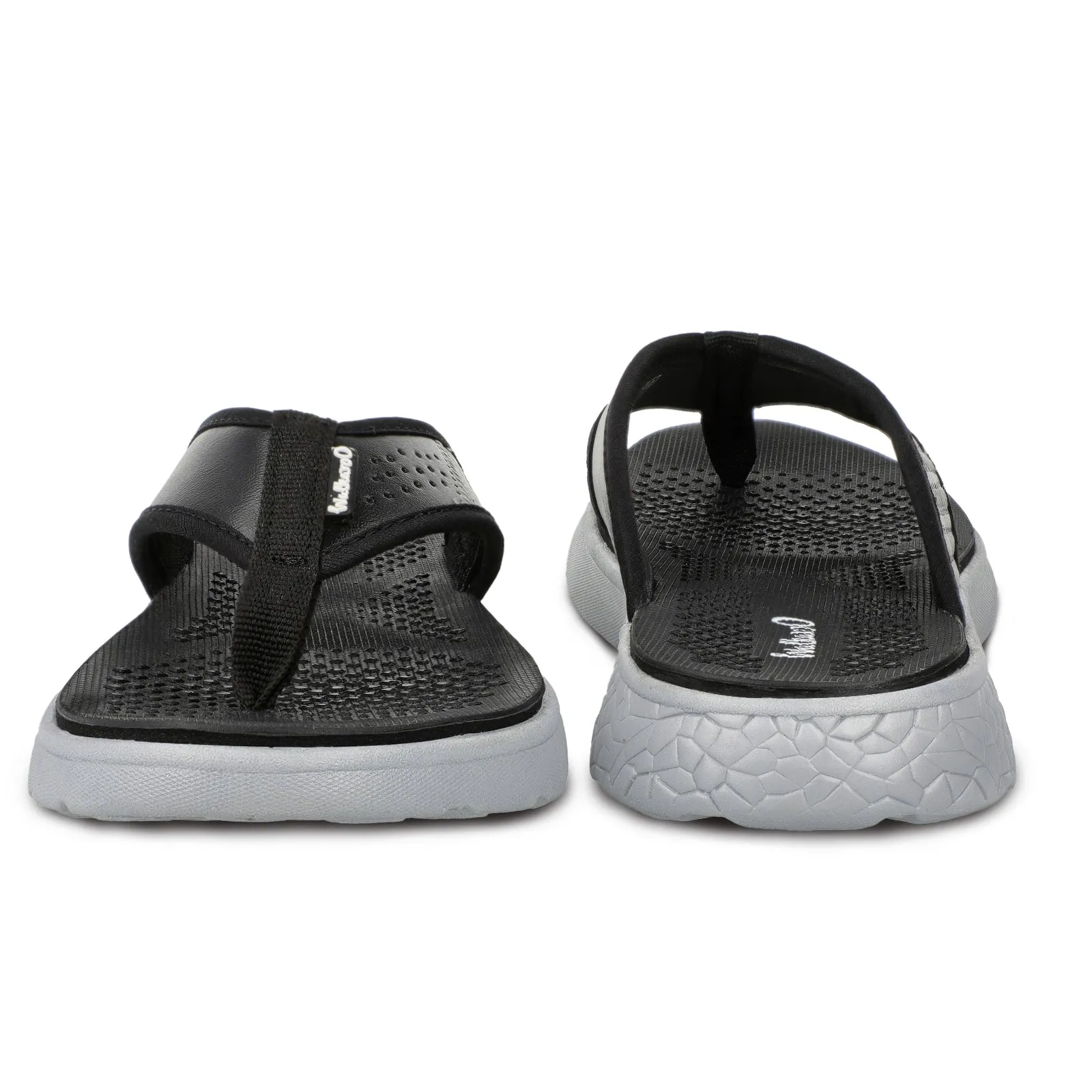 Walkaroo Men Textured Thong Flip-Flop  - WC4238 Black Grey Holiday look Easy Fit Beach