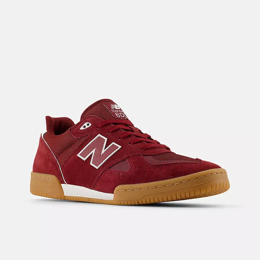 New Balance Numeric NM600 Tom Knox Skateboard Shoes - Burgundy With White Flexible Walk