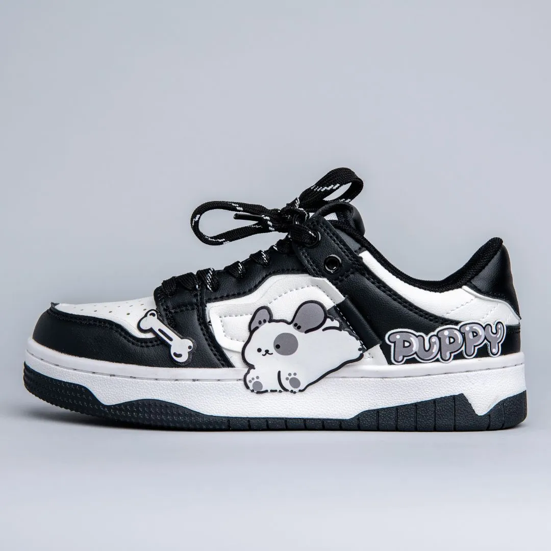 Pawfectly Playful Puppy Chunky Black Shoes - Unisex Textured Finish Responsive Feel