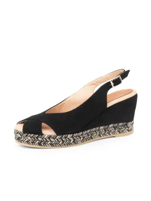 Comfort Heel Rubber Sole Palma Peep-Toe Criss-Cross Slingback Espadrille