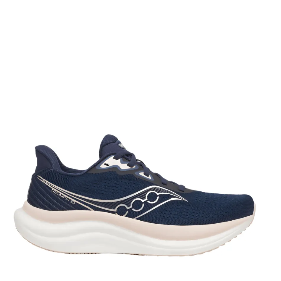 High Energy Return toe - bumper Saucony Women's Triumph 23 Running Shoes in Navy/Cameo AW25