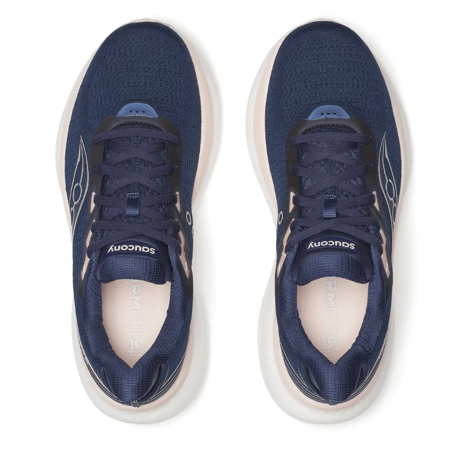 cross - country runner shoes slow running shoe efficiency Saucony Women's Triumph 23 Running Shoes in Navy/Cameo AW25