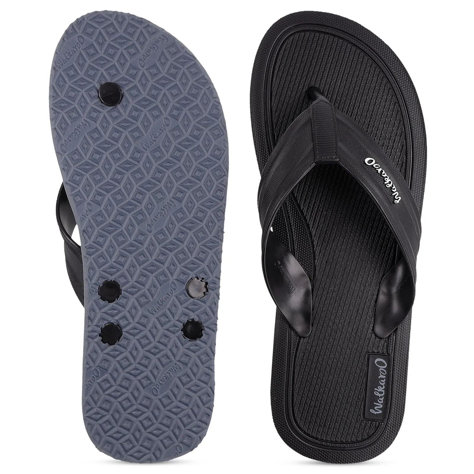 Effortless Style Men's Hawai Slippers - HG190 Black Grey