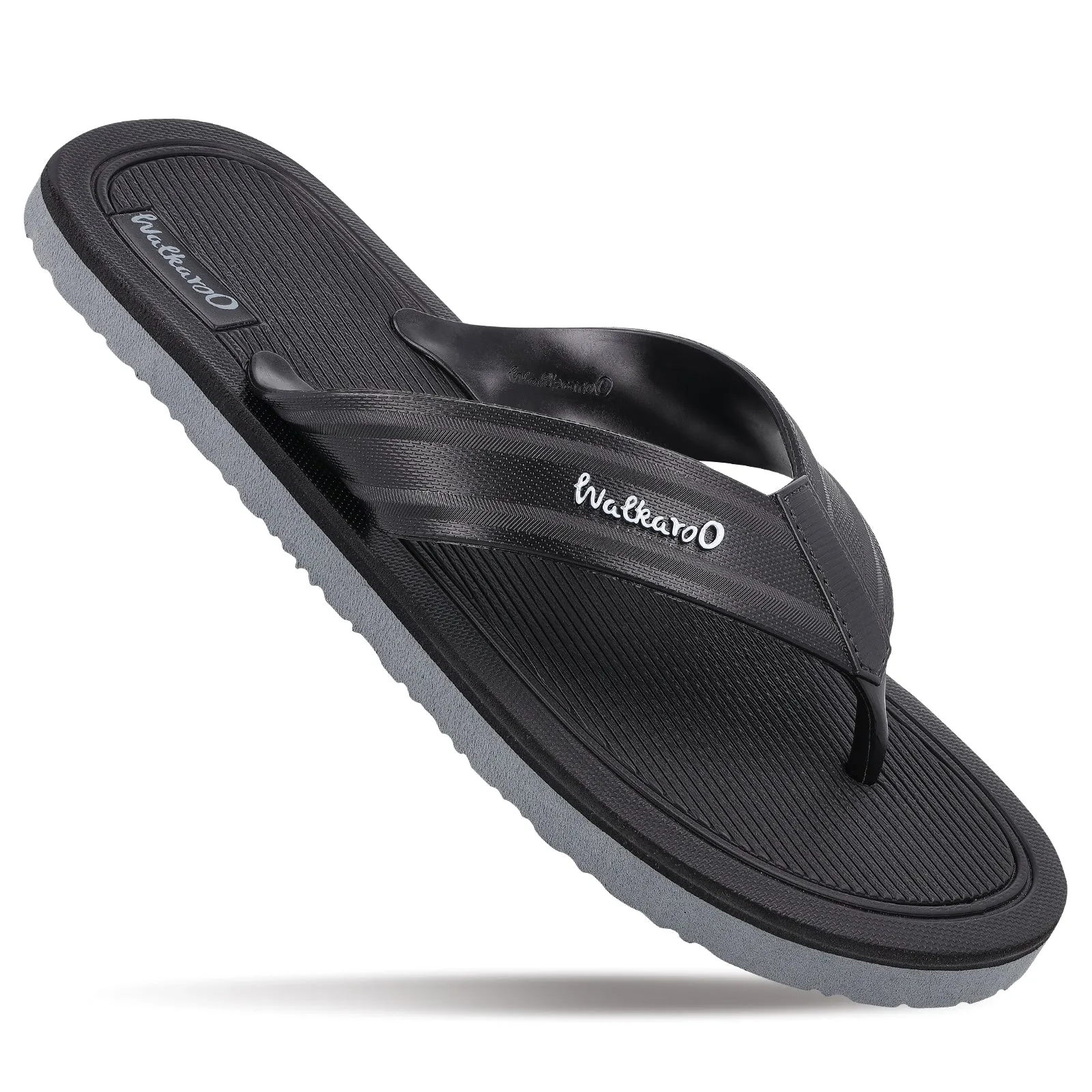Foot Care Fit Men's Hawai Slippers - HG190 Black Grey