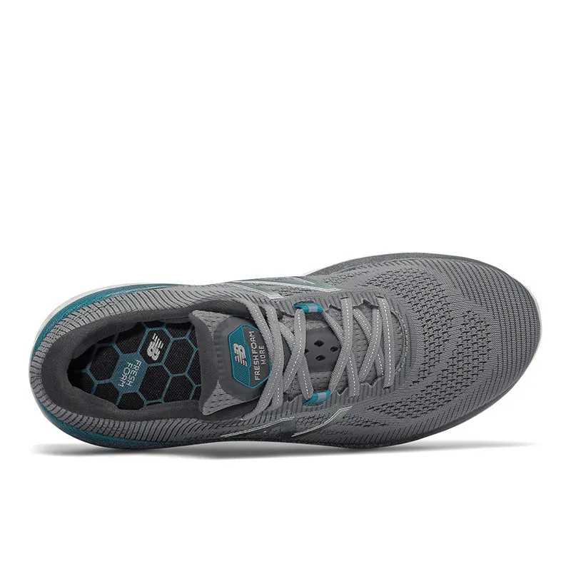 Fresh Foam More v2 - Gunmetal Grey with White and Teal - Men's adjustable material