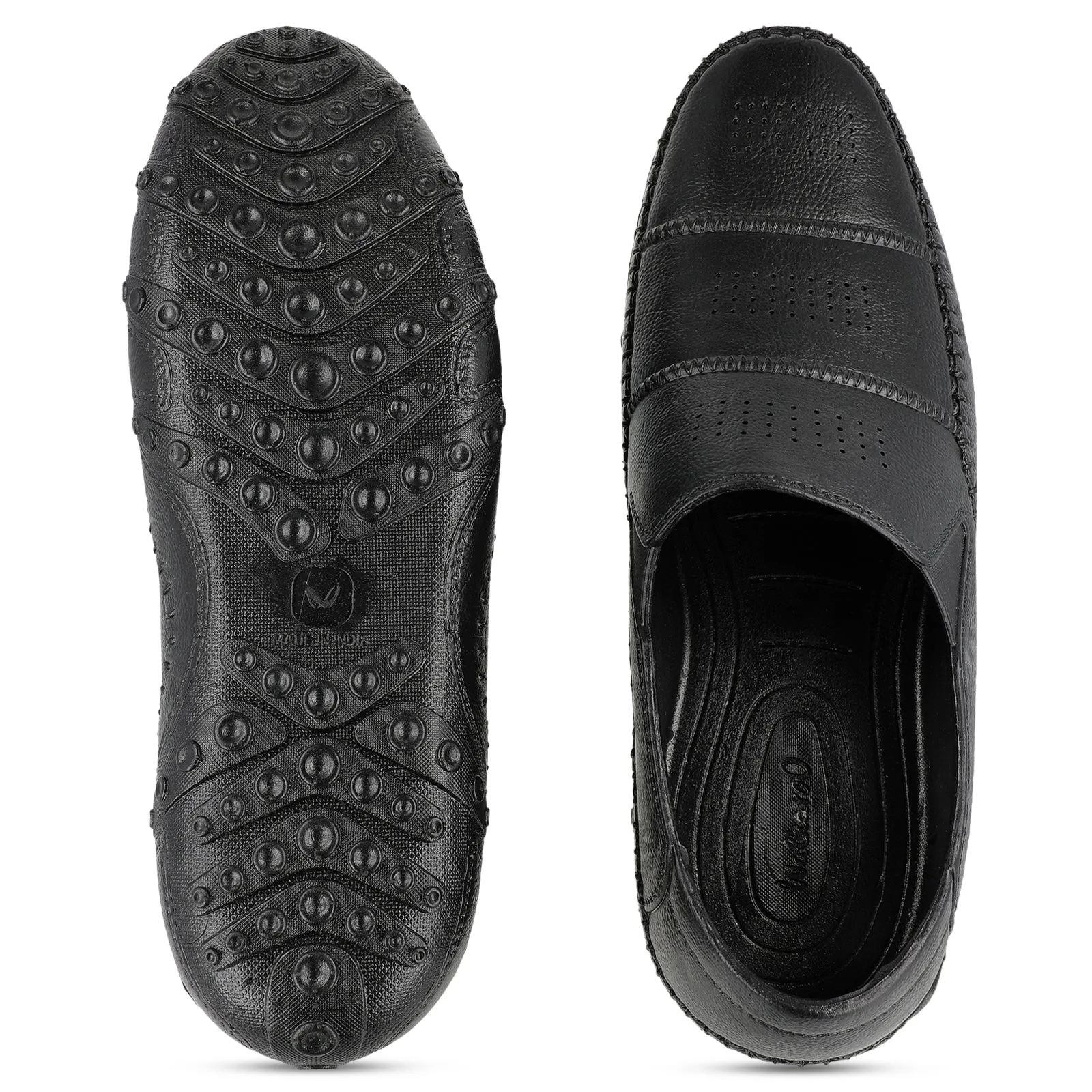 Men's Slip-On Rain Shoes - 12316 Black Comfy Walk Fit Casual Wear
