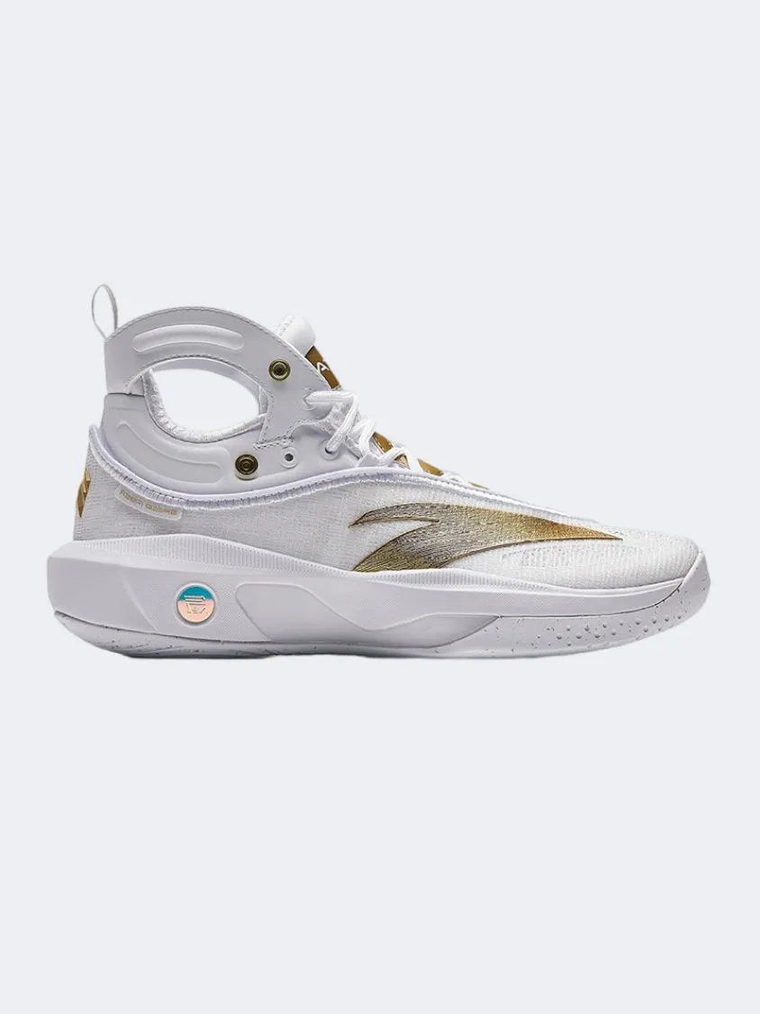 Anta Kt8 Men Basketball Shoes White/Metal Golden Hyperelastic Polymer Layer Vertical Jump Support