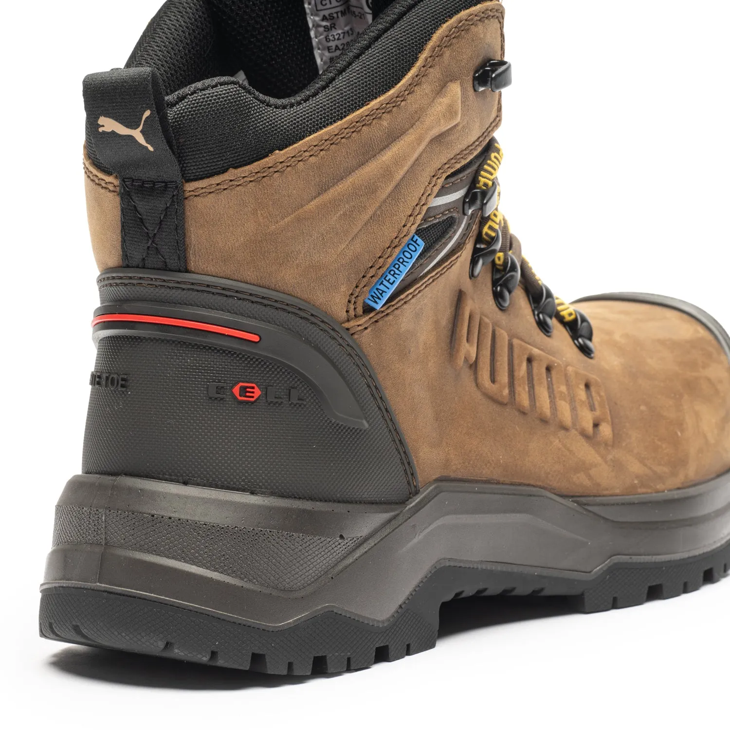 Puma Iron Brown Men's 6" Waterproof Composite Toe Work Boots Trail Safety Firm support