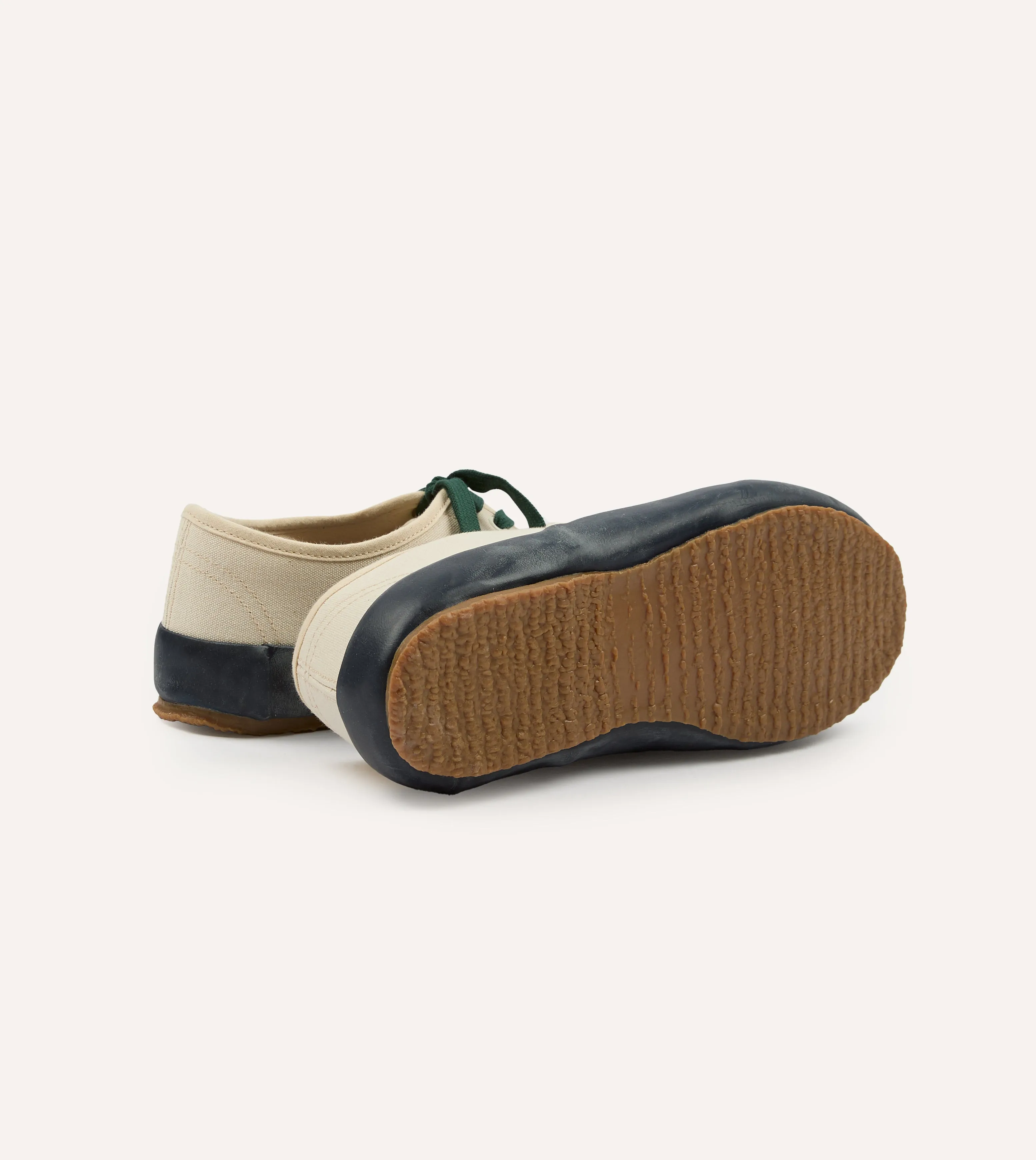 Drake's By Reproduction of Found Ecru and Navy Military Trainer Comfort footbed