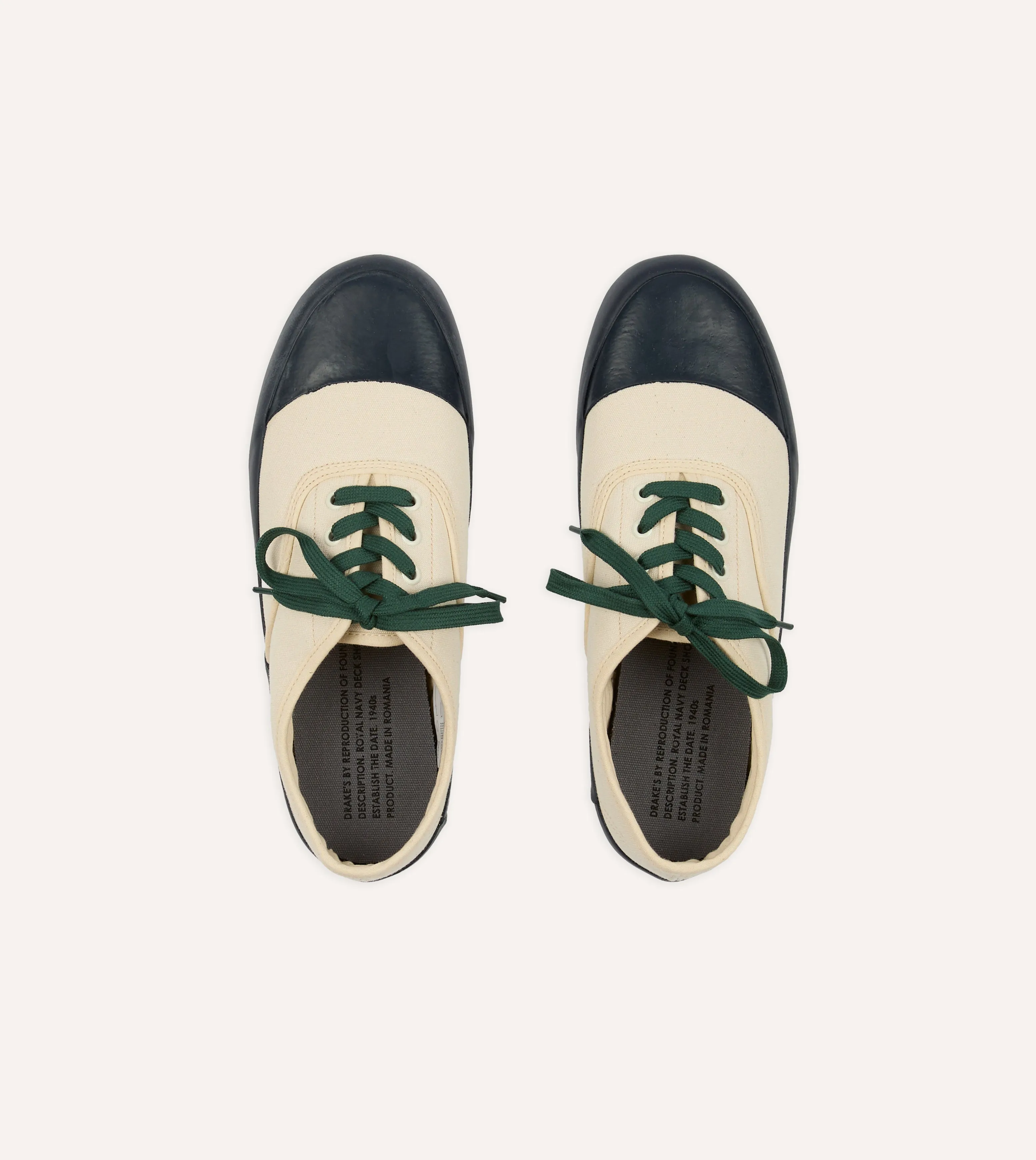Padded Comfort Cold Weather Drake's By Reproduction of Found Ecru and Navy Military Trainer