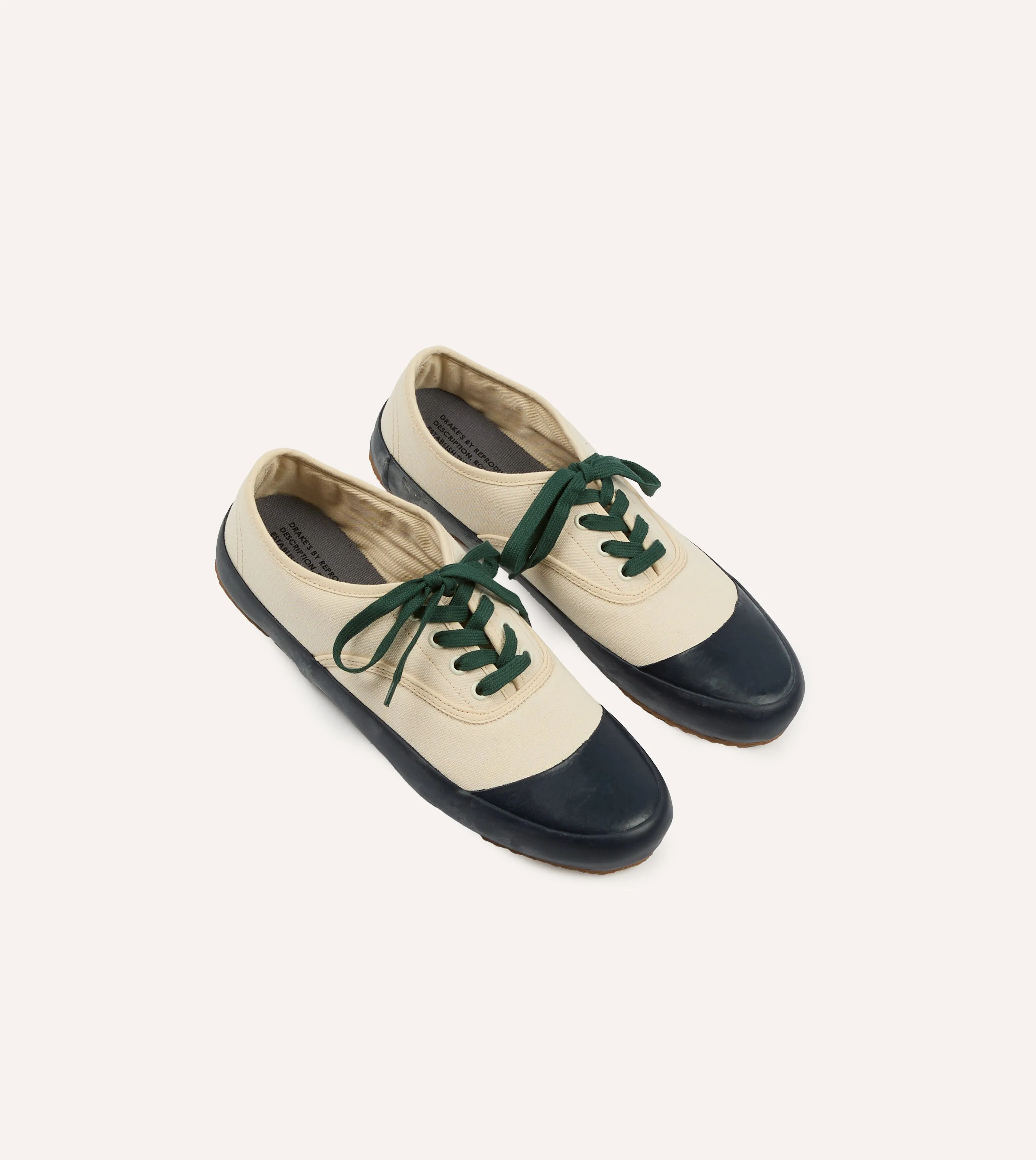 Breathable Lining Drake's By Reproduction of Found Ecru and Navy Military Trainer