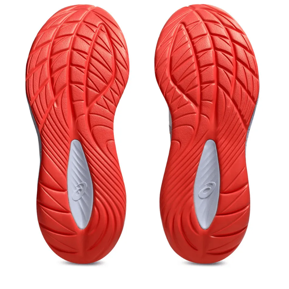 running on an indoor track shoes ASICS Men's GEL-CUMULUS 27 TOKYO Collection Running Shoes in Cream/Edo Purple AW25