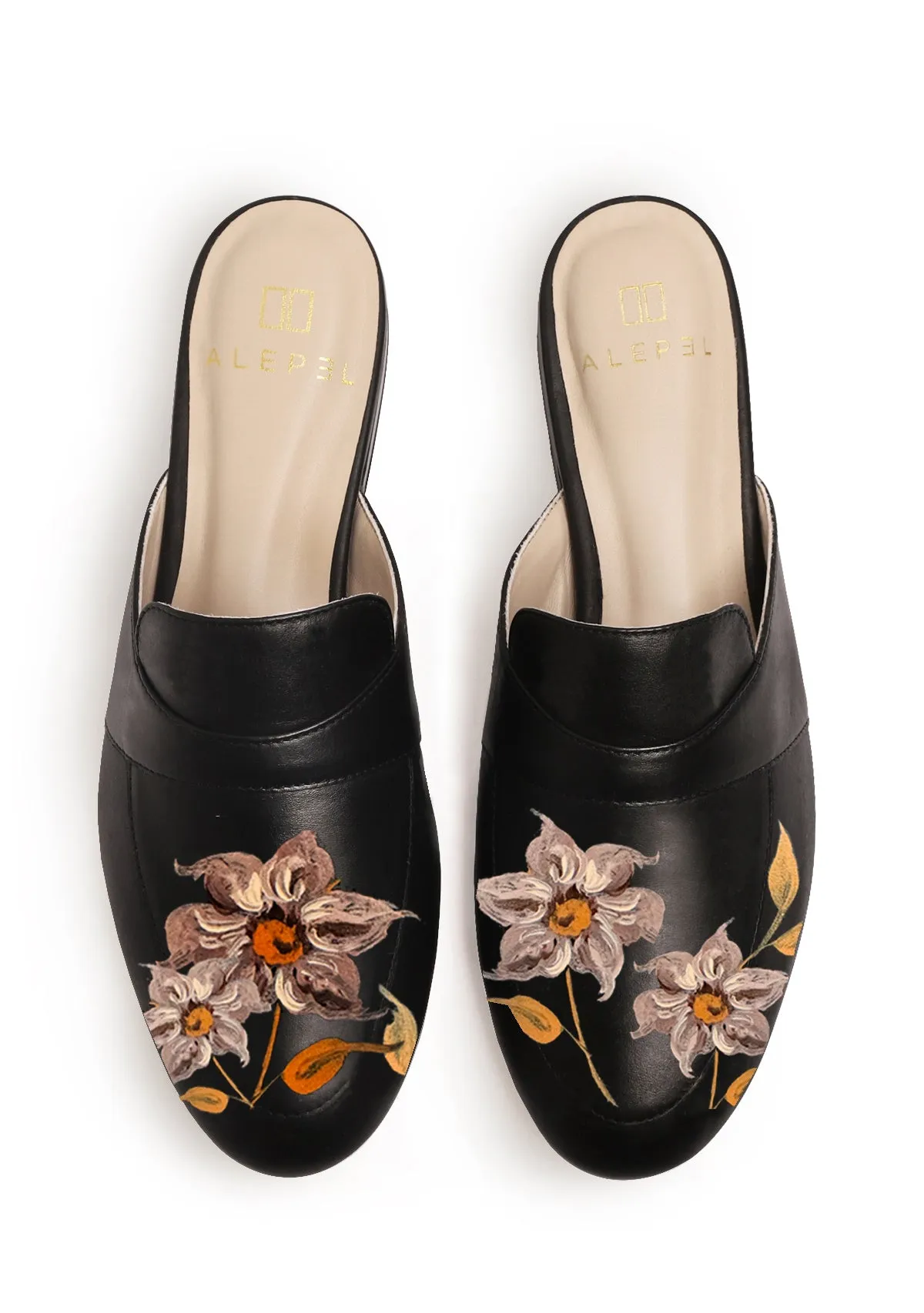 Caramel Florals Black Mule OdorResistant